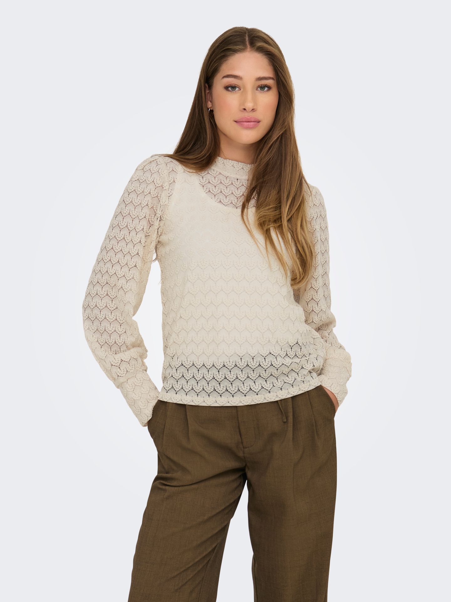 JDY JDYAVERY L/S LACE TOP JRS NOOS Sandshell 2900158845066