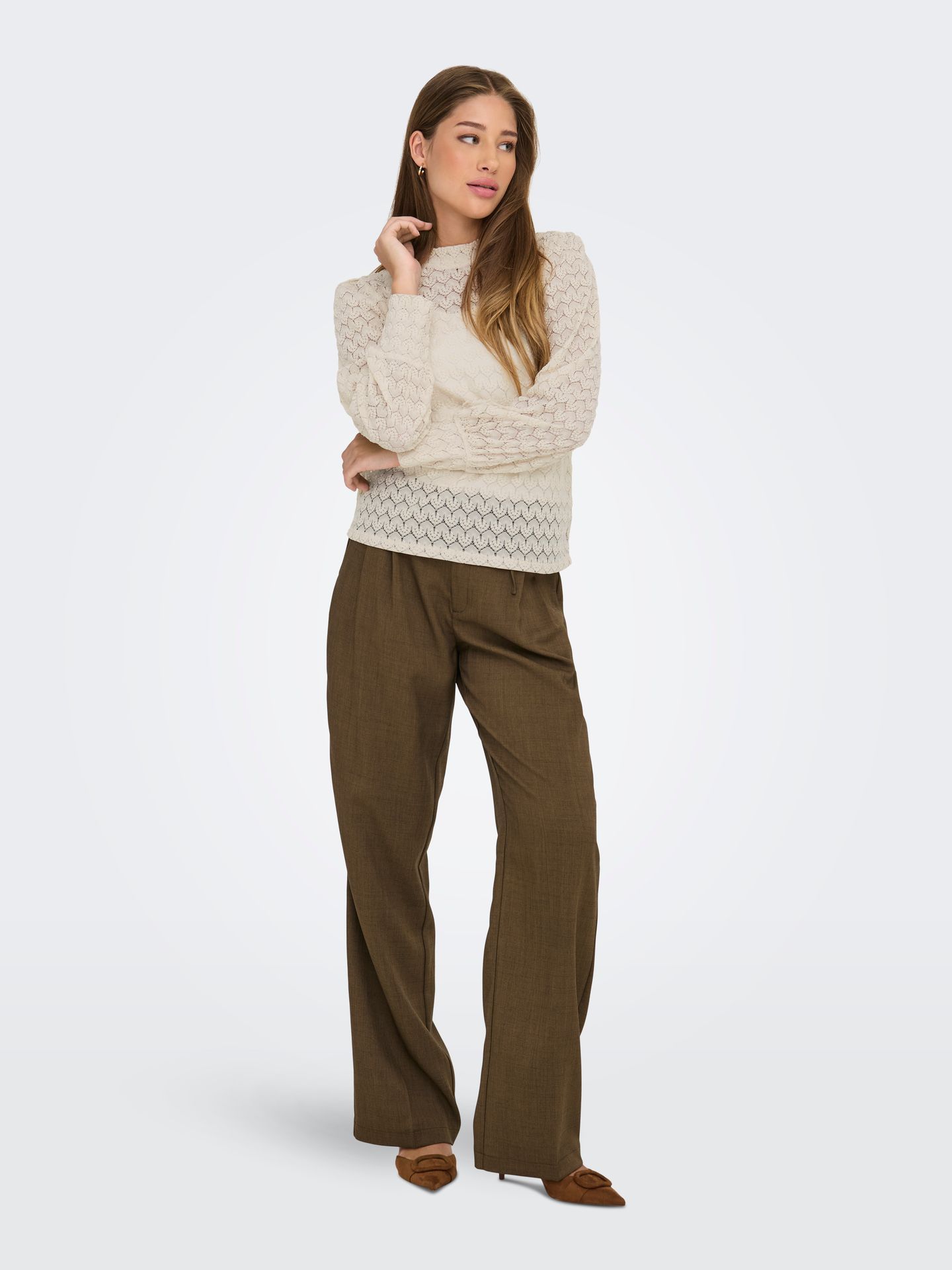 JDY JDYAVERY L/S LACE TOP JRS NOOS Sandshell 2900158845011