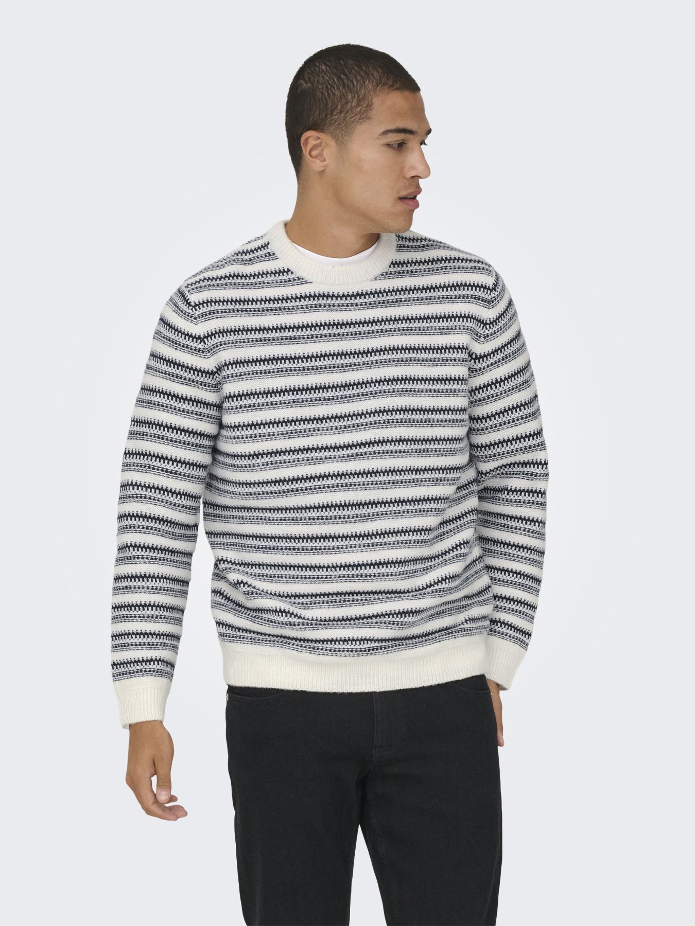 Only & Sons ONSMING LIFE REG LS CREW NECK KNIT Cloud Dancer/DRIFT 00114404-EKA26011400002105