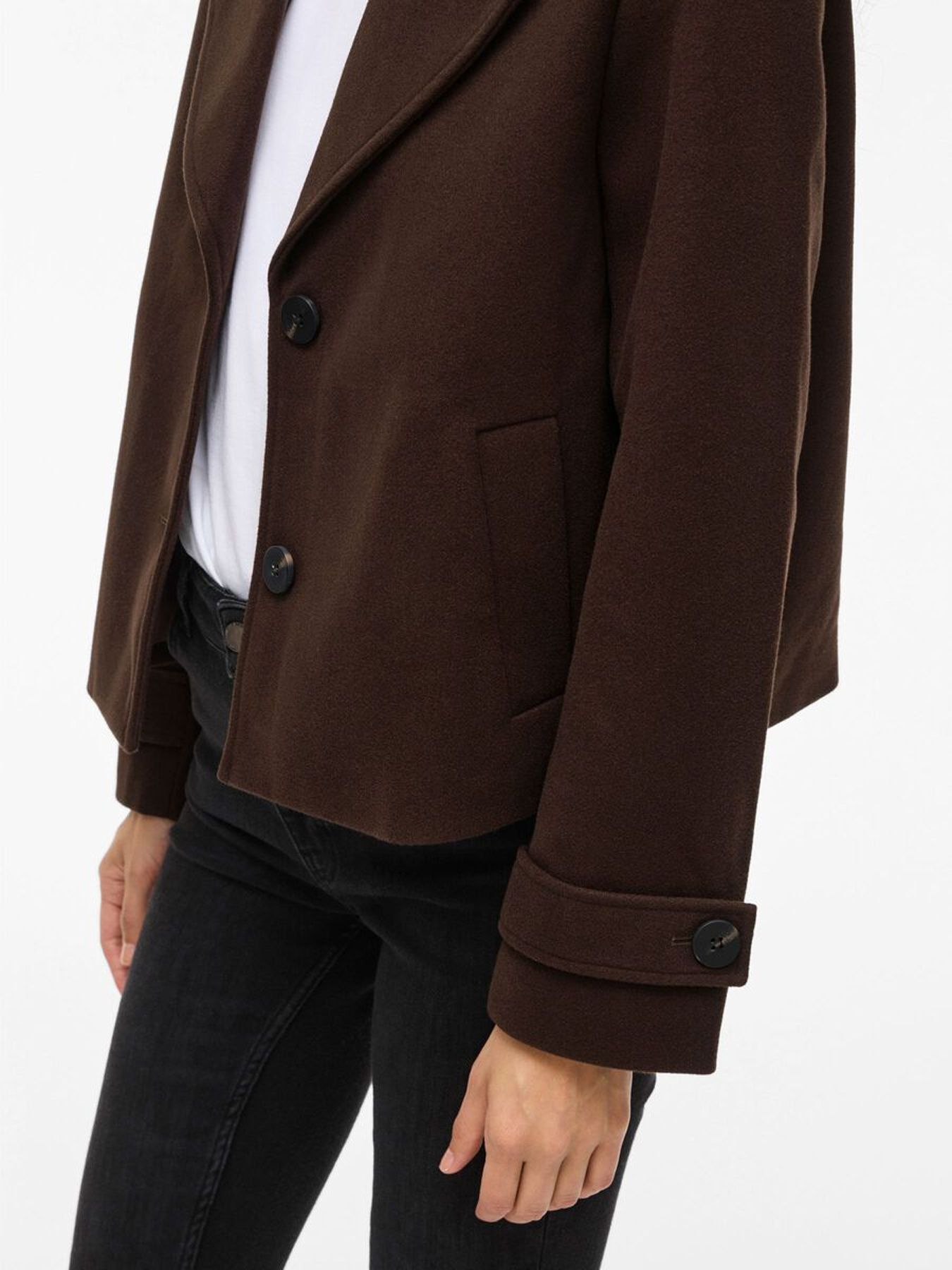 vila VISOLO L/S SHORT JACKET/TES/1 Coffee Bean 2900168554033