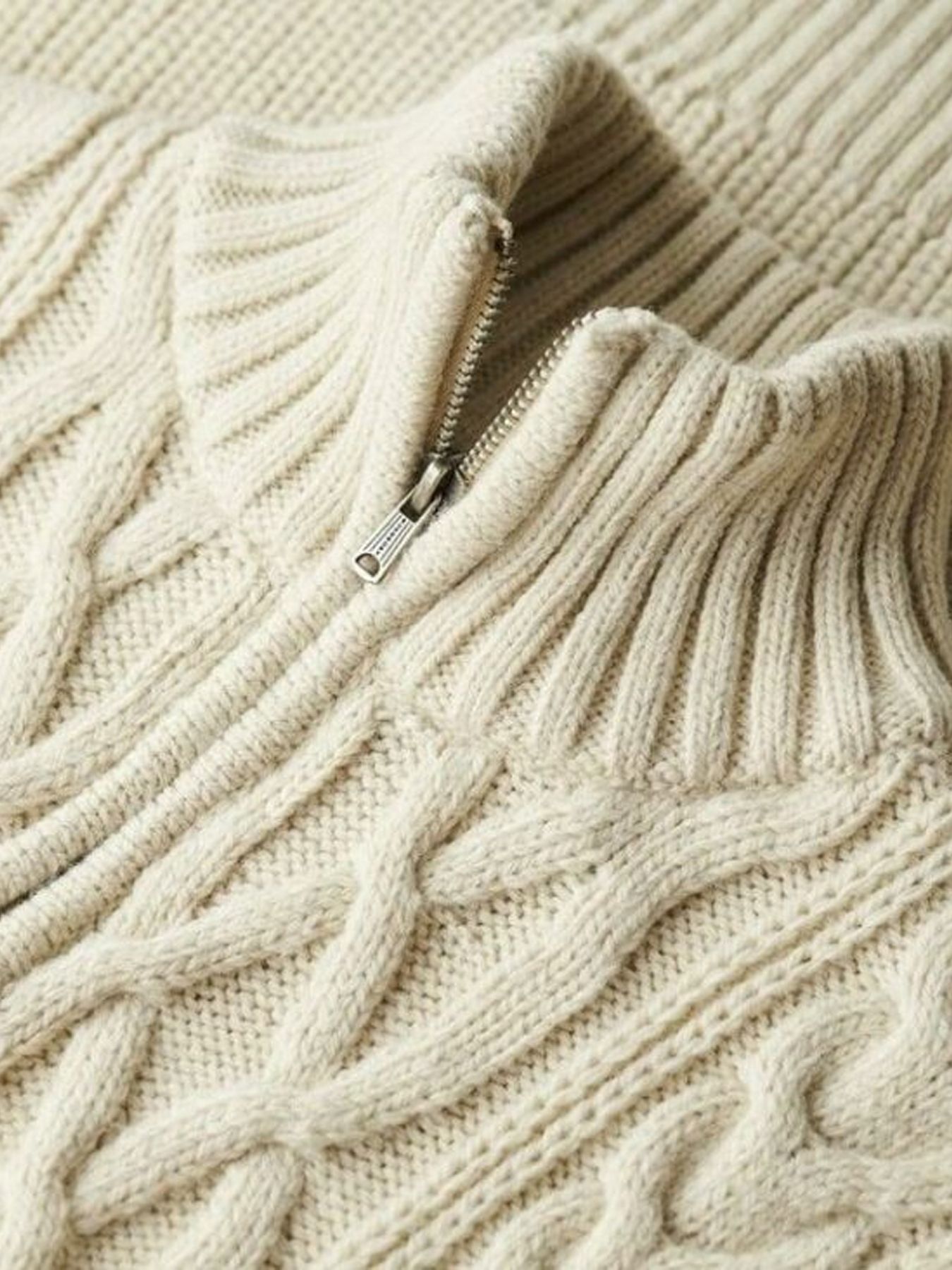 Superdry Jacob cable knit half zip ecru 2900158929070