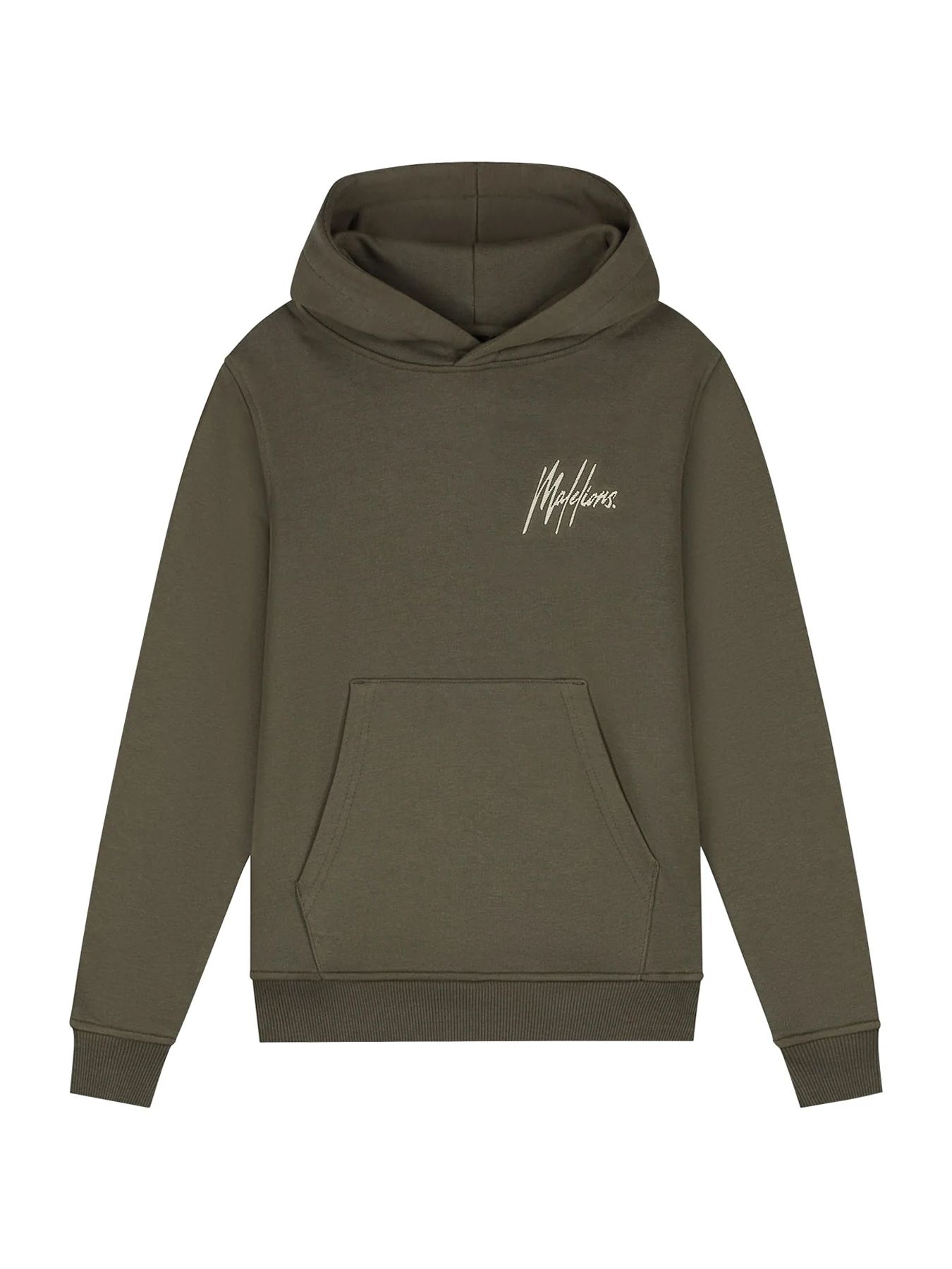 Malelions Junior striped signature hoodie Moss Green/Beige 00114447-698