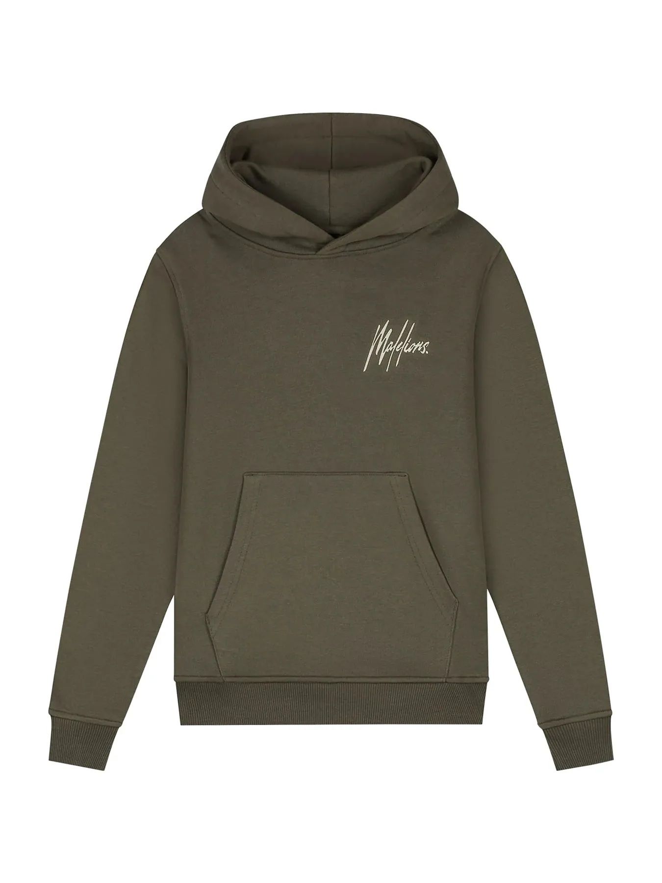 Malelions Junior striped signature hoodie Moss Green/Beige 2900158941072