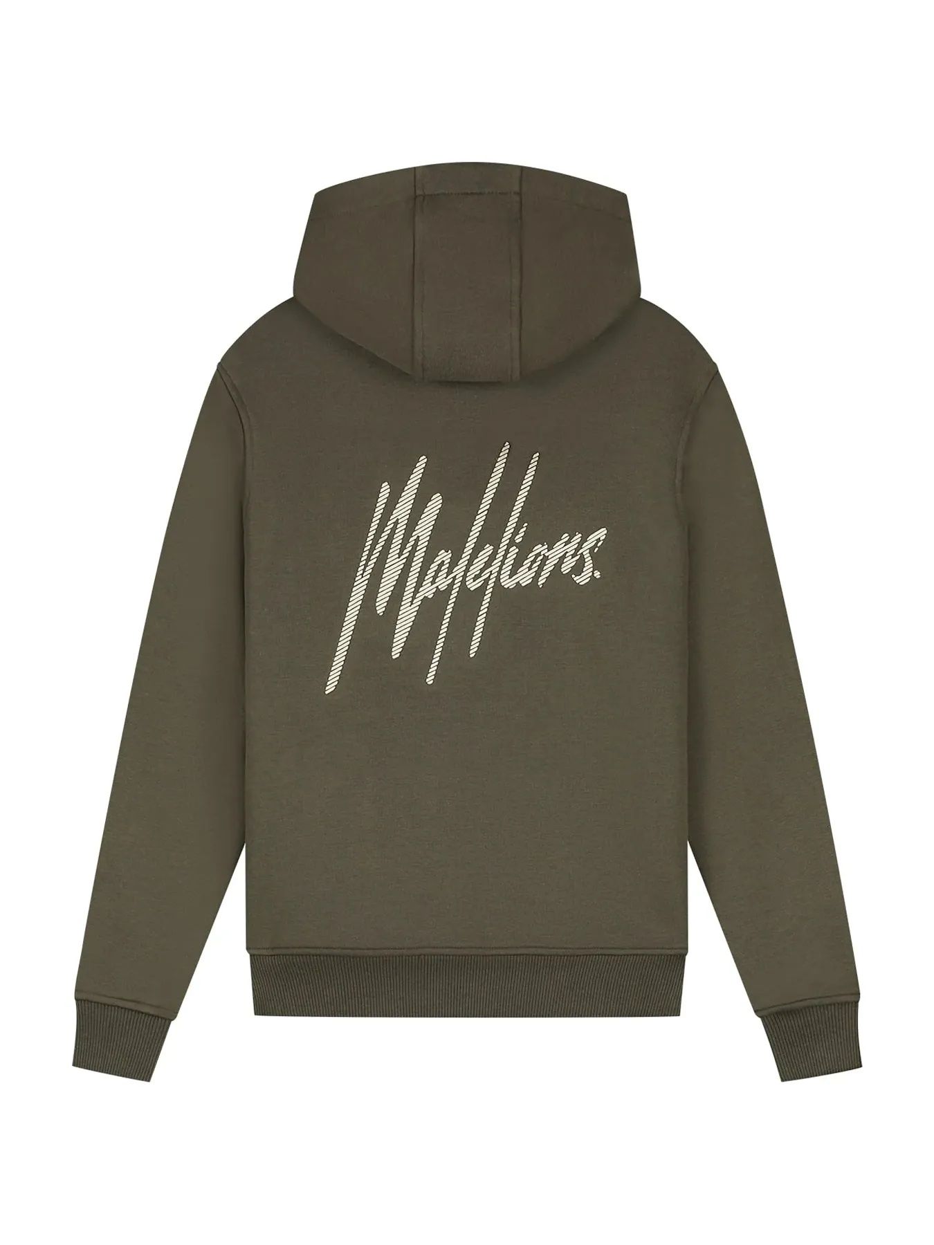Malelions Junior striped signature hoodie Moss Green/Beige 2900158941072