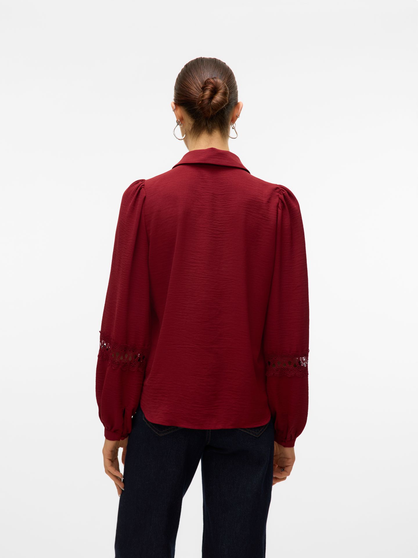 Vero Moda VMALVA LACE LS SHIRT WVN GA BOO Syrah 2900159244011