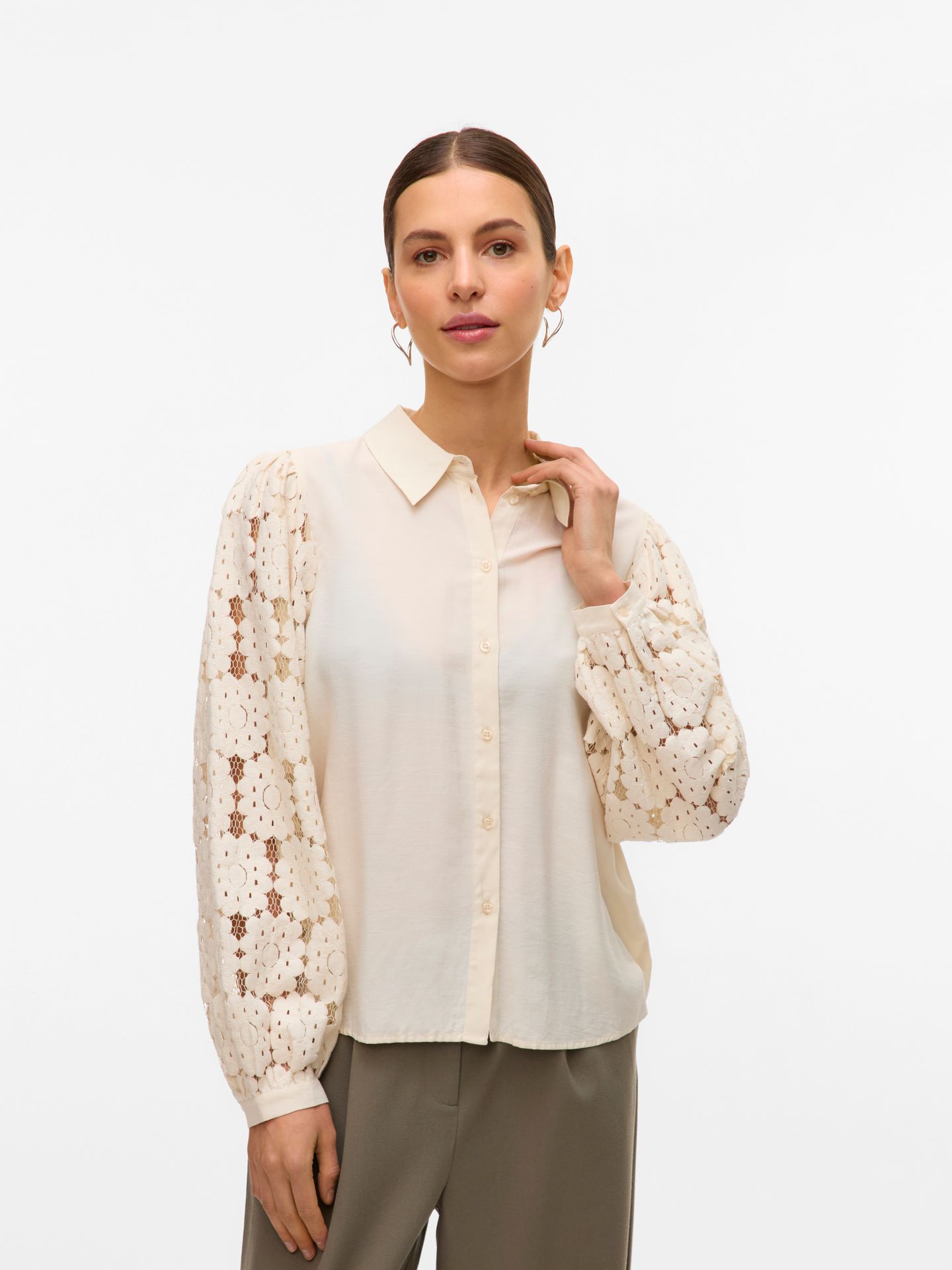Vero Moda VMFABENA L/S SHIRT WVN BTQ GA Birch/Dicte 2900159253037