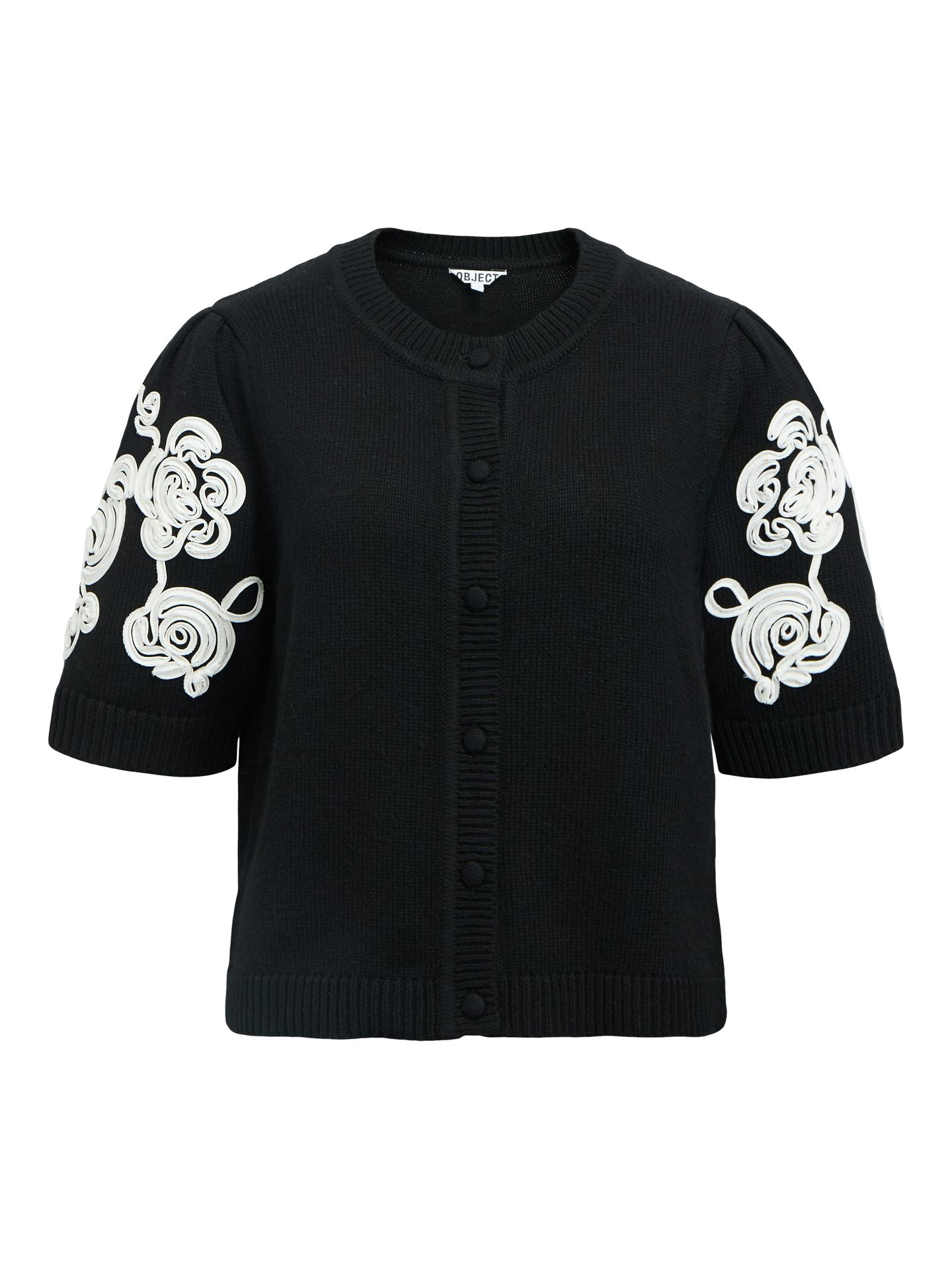 Object OBJJANE 2/4 RE KNIT CARDIGAN 140 Black/Sandshell vertical stripes 00114629-EKA22000400000083