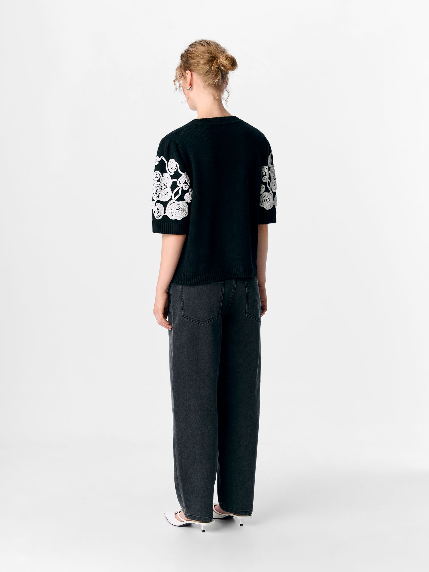 Object OBJJANE 2/4 RE KNIT CARDIGAN 140 Black/Sandshell vertical stripes 2900159274049