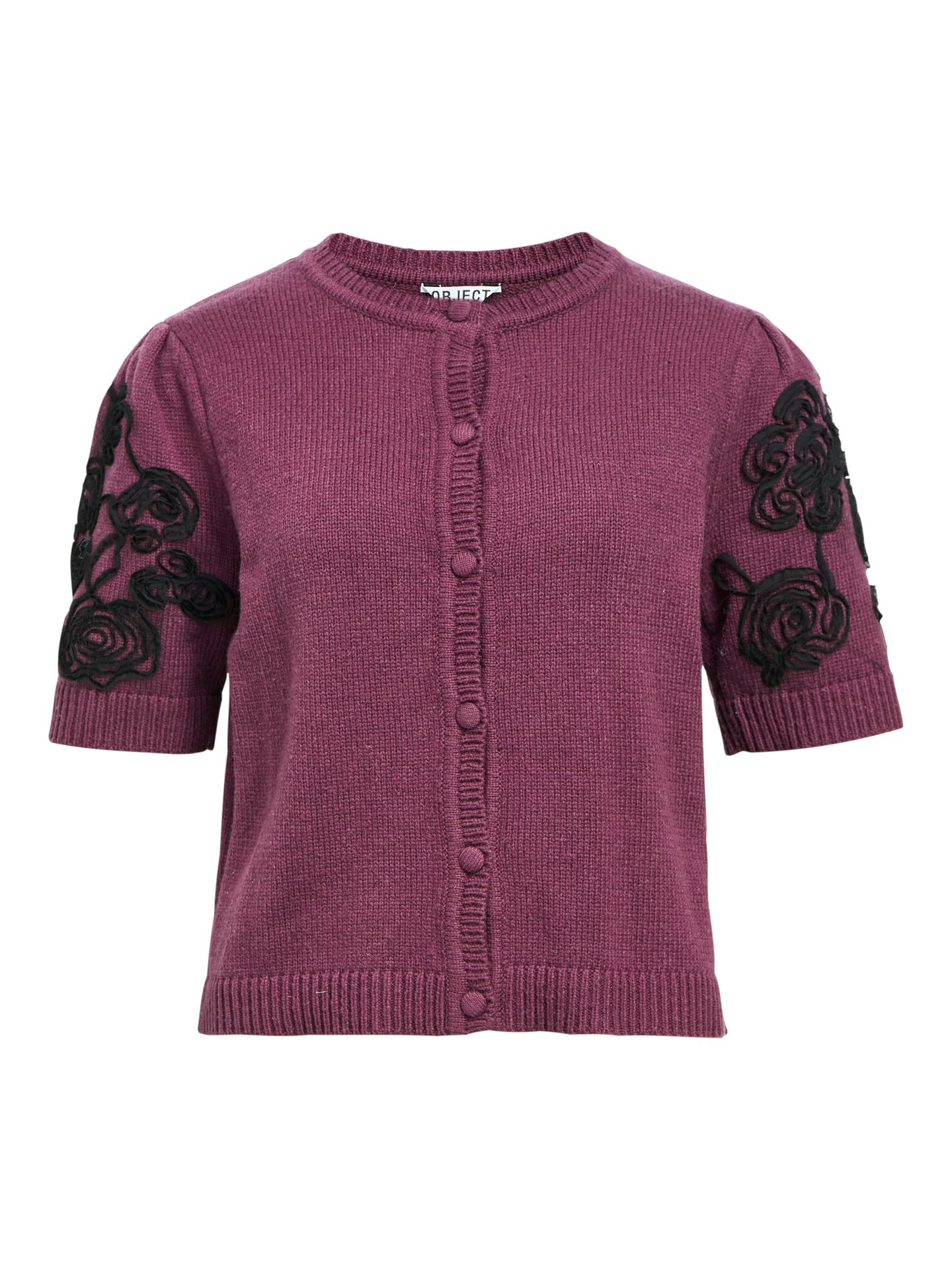 Object OBJJANE 2/4 RE KNIT CARDIGAN 140 Mauve Wine/Black emb. 00114629-EKA22000400000189