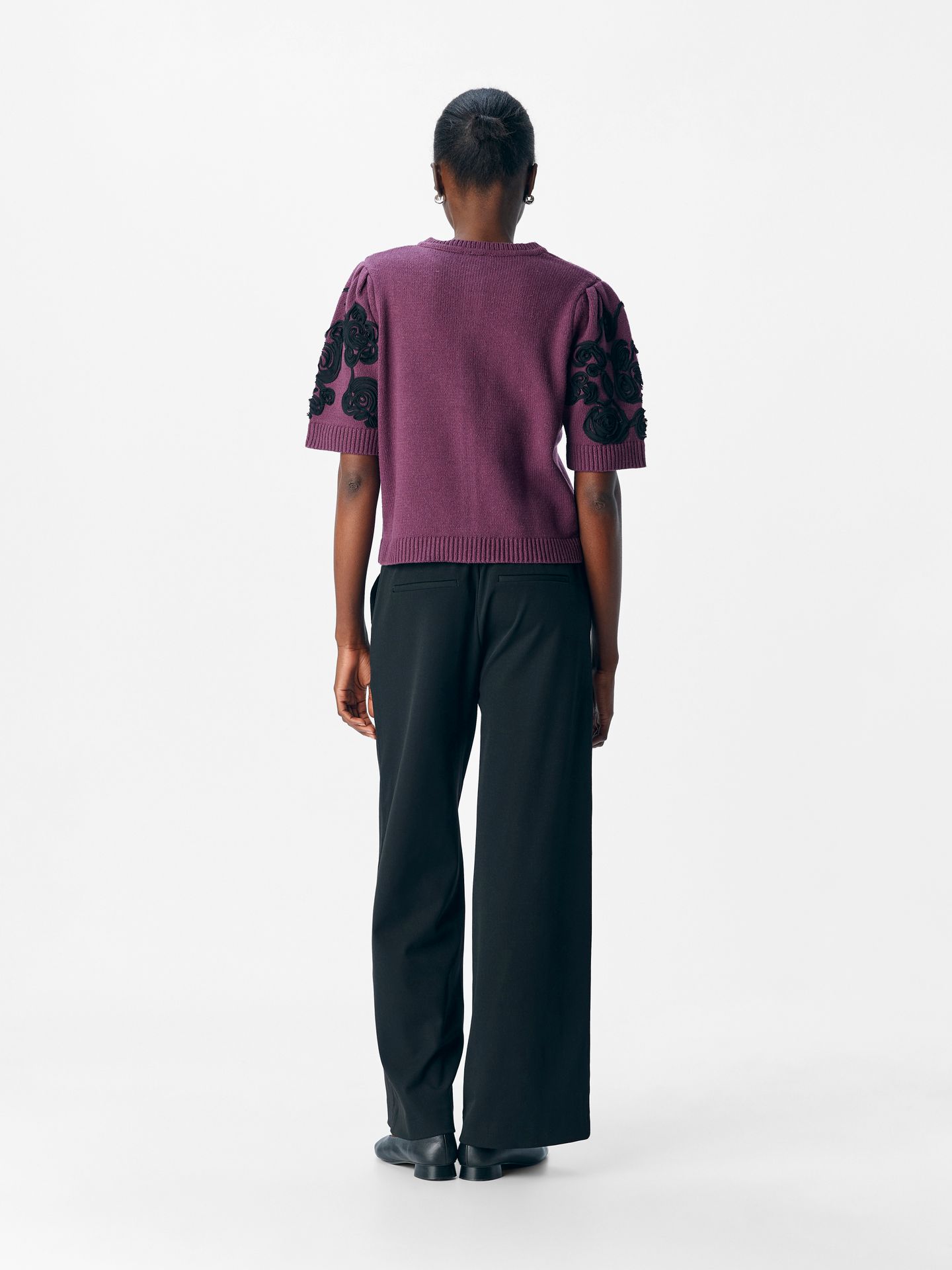 Object OBJJANE 2/4 RE KNIT CARDIGAN 140 Mauve Wine/Black emb. 2900159262053