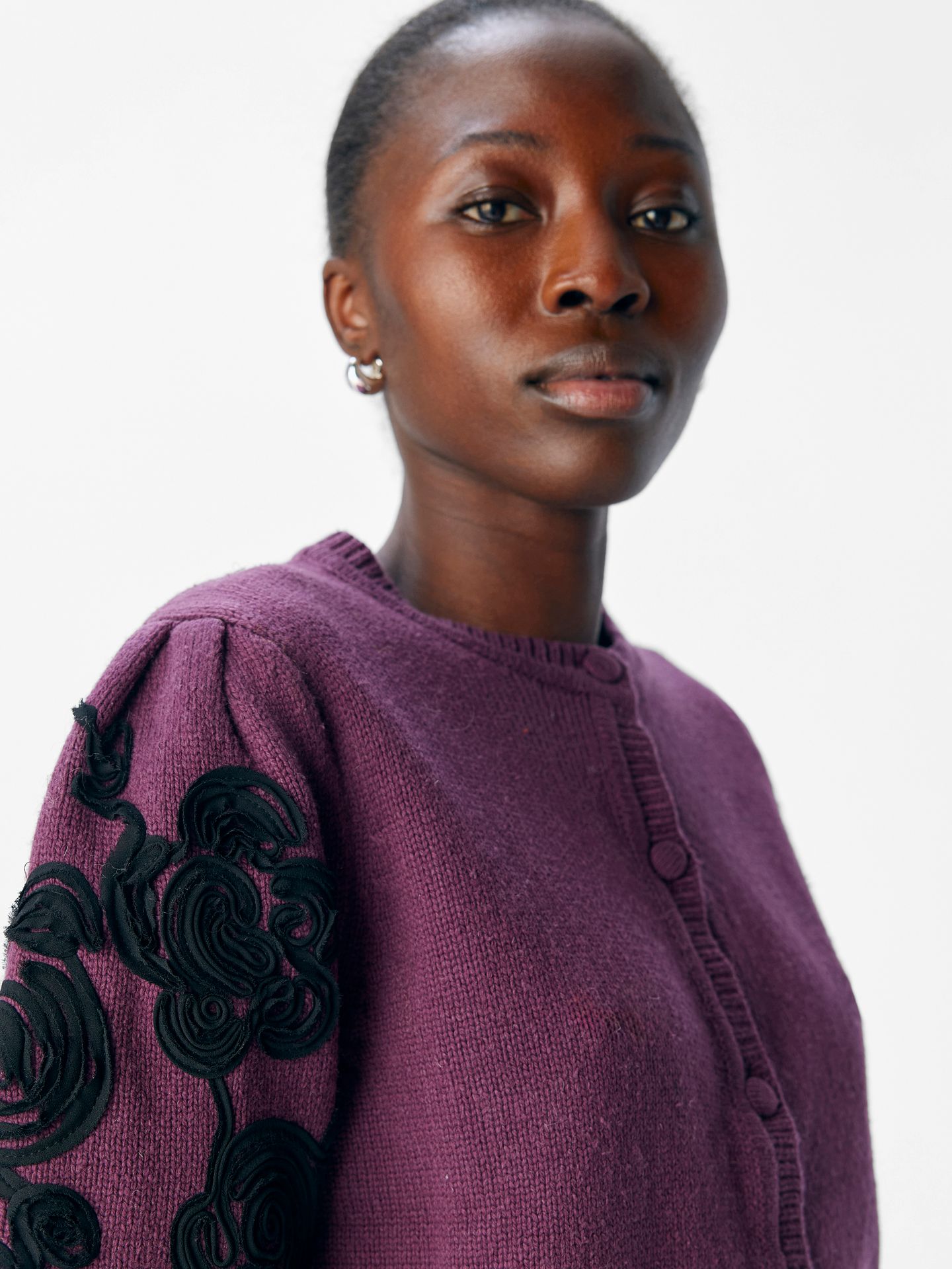 Object OBJJANE 2/4 RE KNIT CARDIGAN 140 Mauve Wine/Black emb. 2900159262053