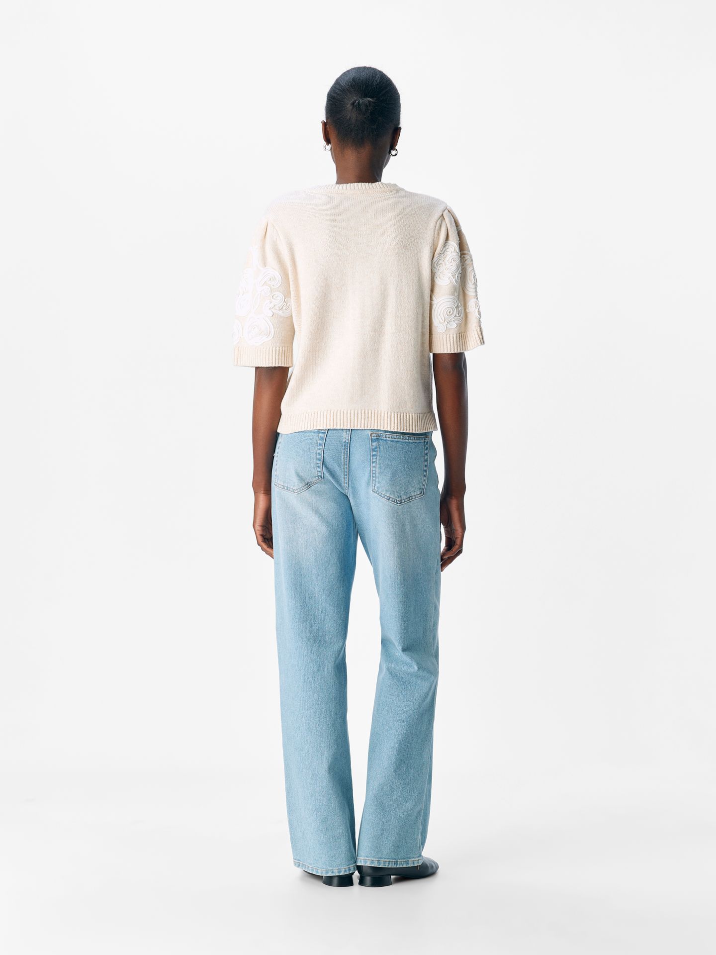 Object OBJJANE 2/4 RE KNIT CARDIGAN 140 White Sand/Mel. w. white emb. 2900159277033