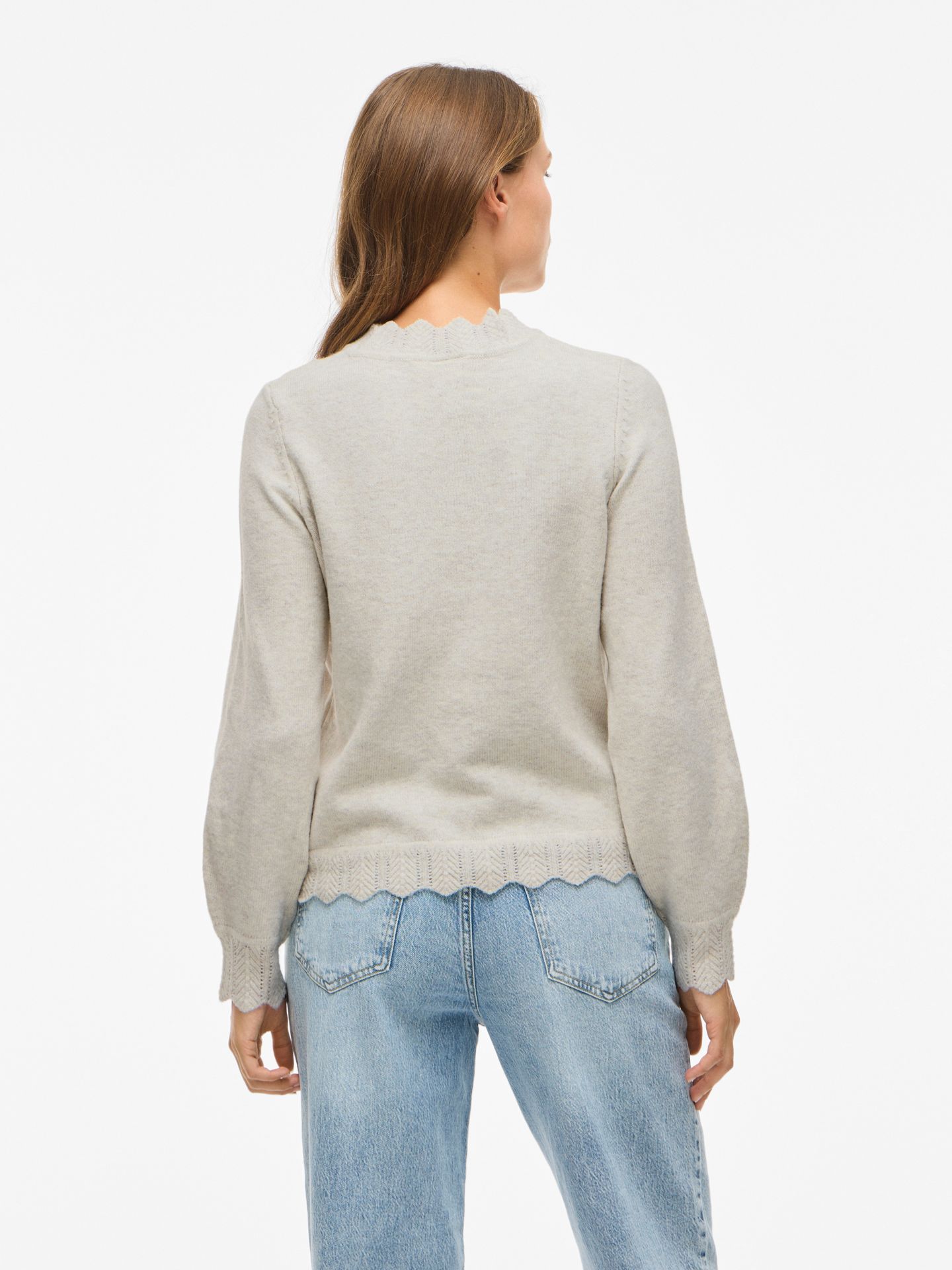Vila VINIKOLINA O-NECK L/S KNIT TOP - NO Super Light Natural Melan 2900159335016