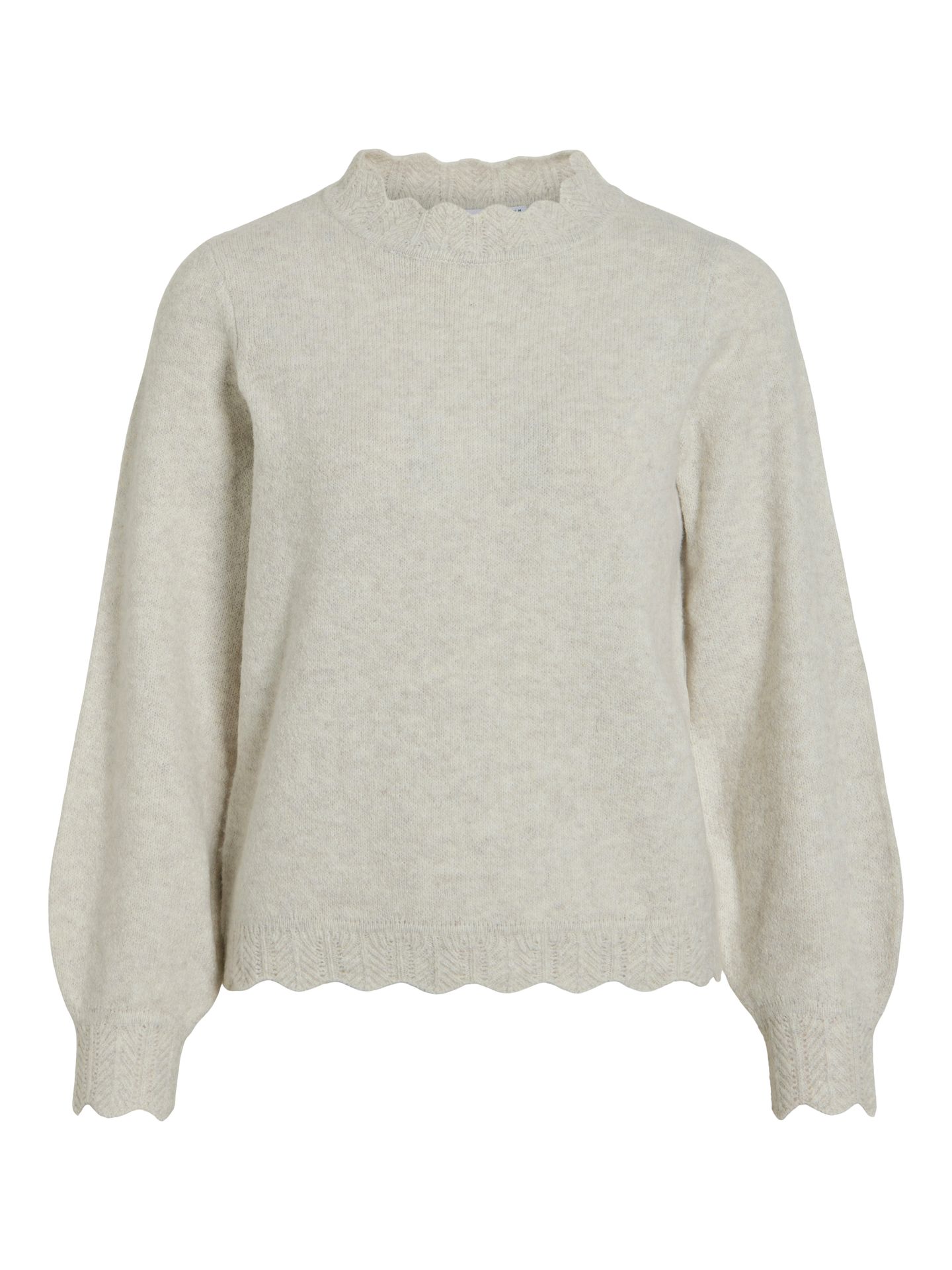 Vila VINIKOLINA O-NECK L/S KNIT TOP - NO Super Light Natural Melan 2900159335016