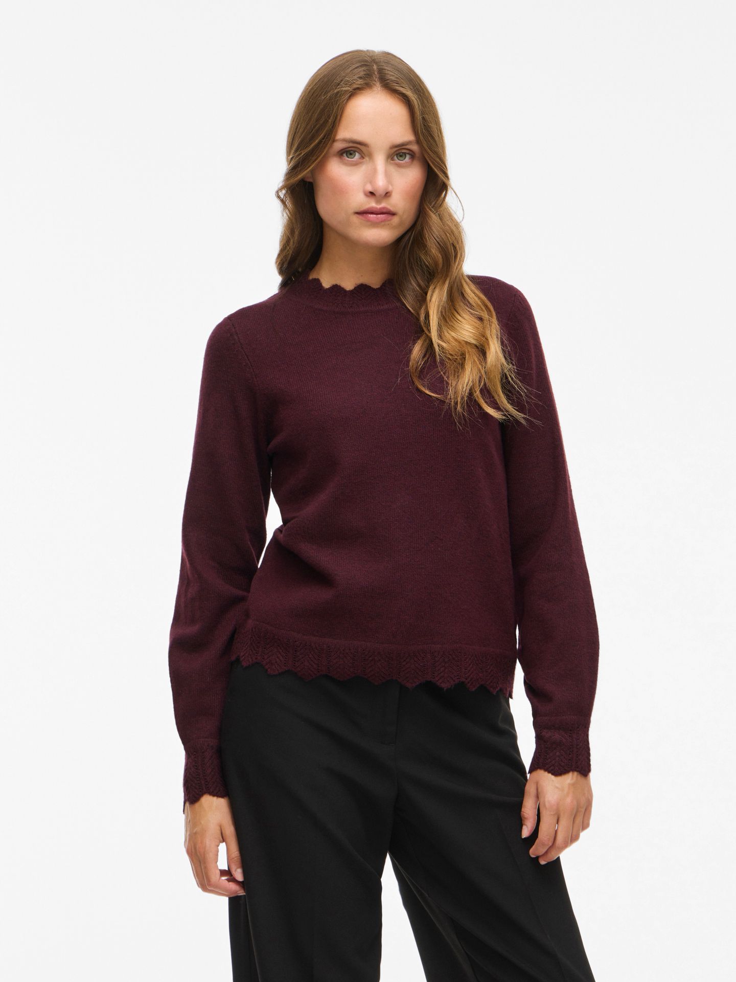 Vila VINIKOLINA O-NECK L/S KNIT TOP - NO Fig/MELANGE 00114632-EKA22000400000190