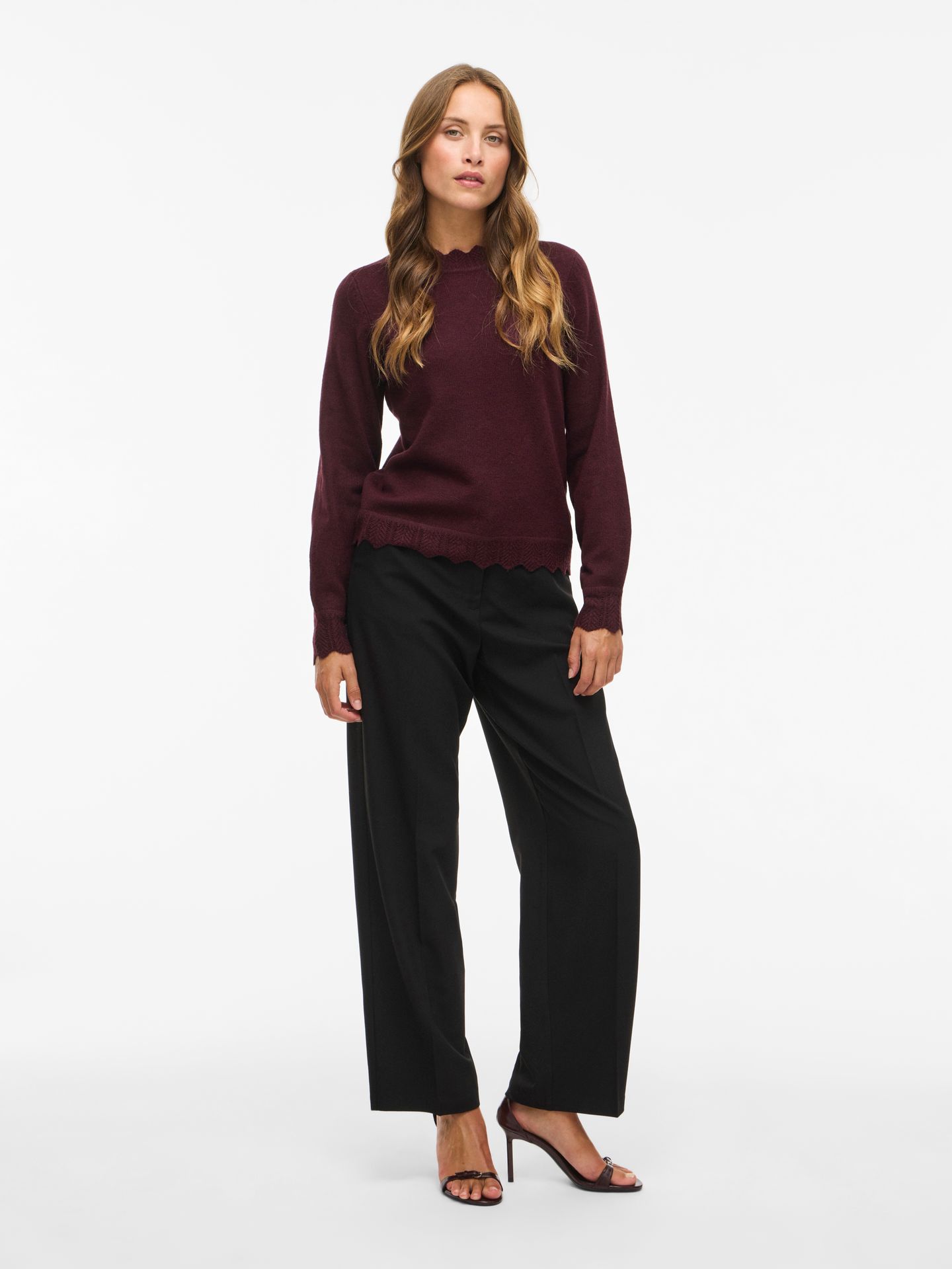 Vila VINIKOLINA O-NECK L/S KNIT TOP - NO Fig/MELANGE 2900159265023