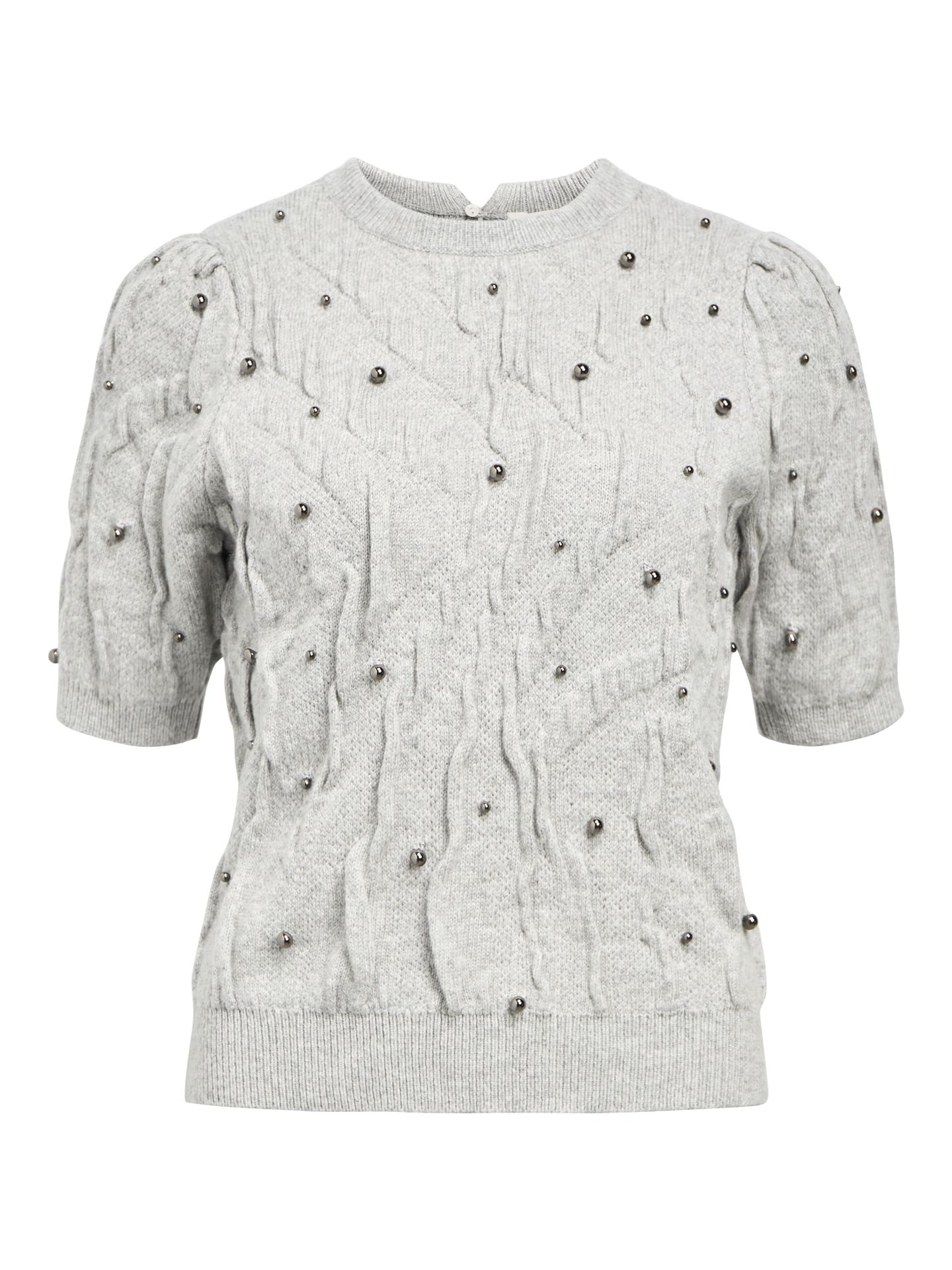 Object OBJPENNY KNIT RE S/S PULLOVER CC3 Light Grey Melange 00114633-EKA22000400000031