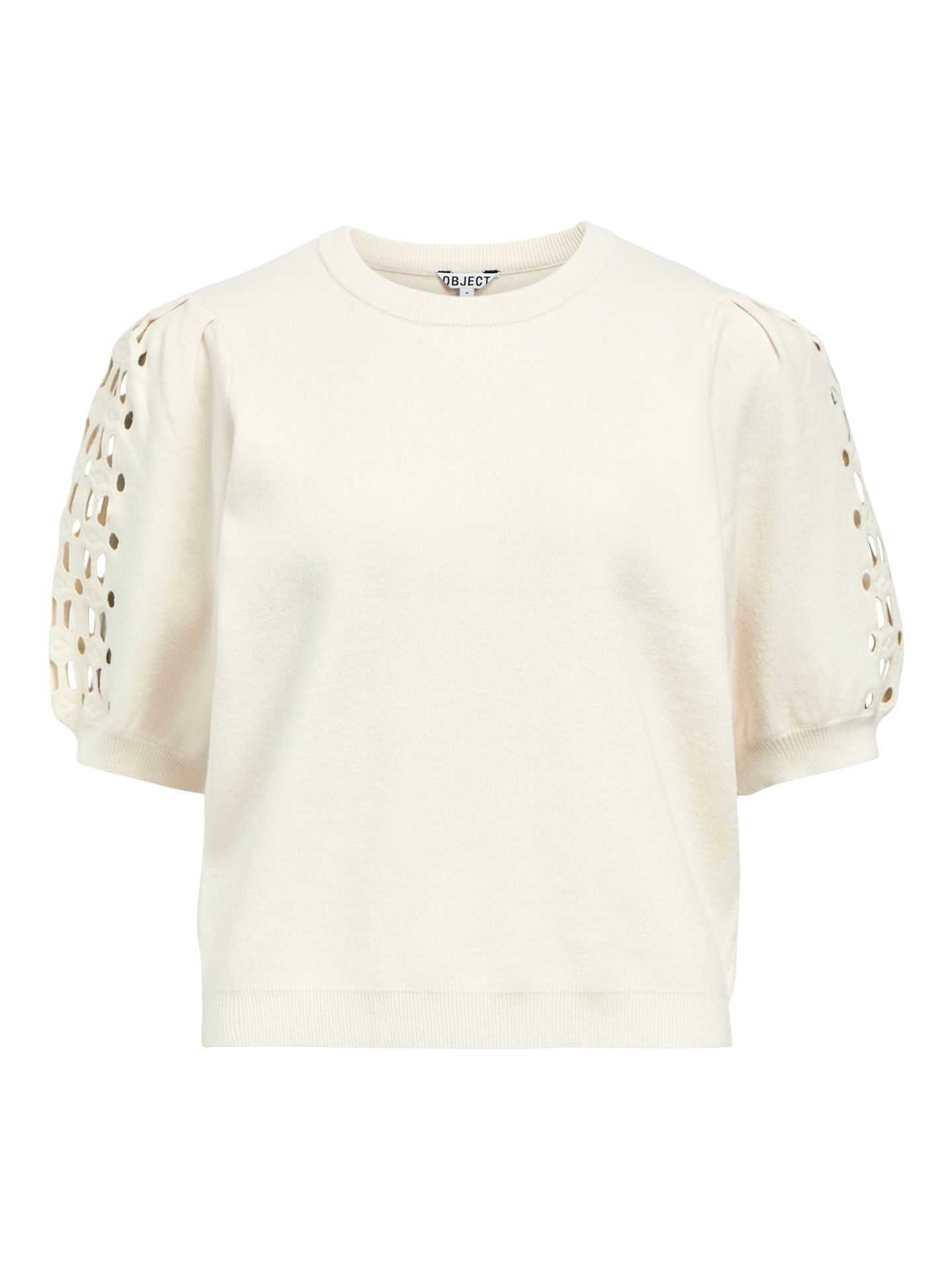 Object OBJYUKI S/S RE KNIT PULLOVER NOOS White Sand 00114635-EKA22000400000103
