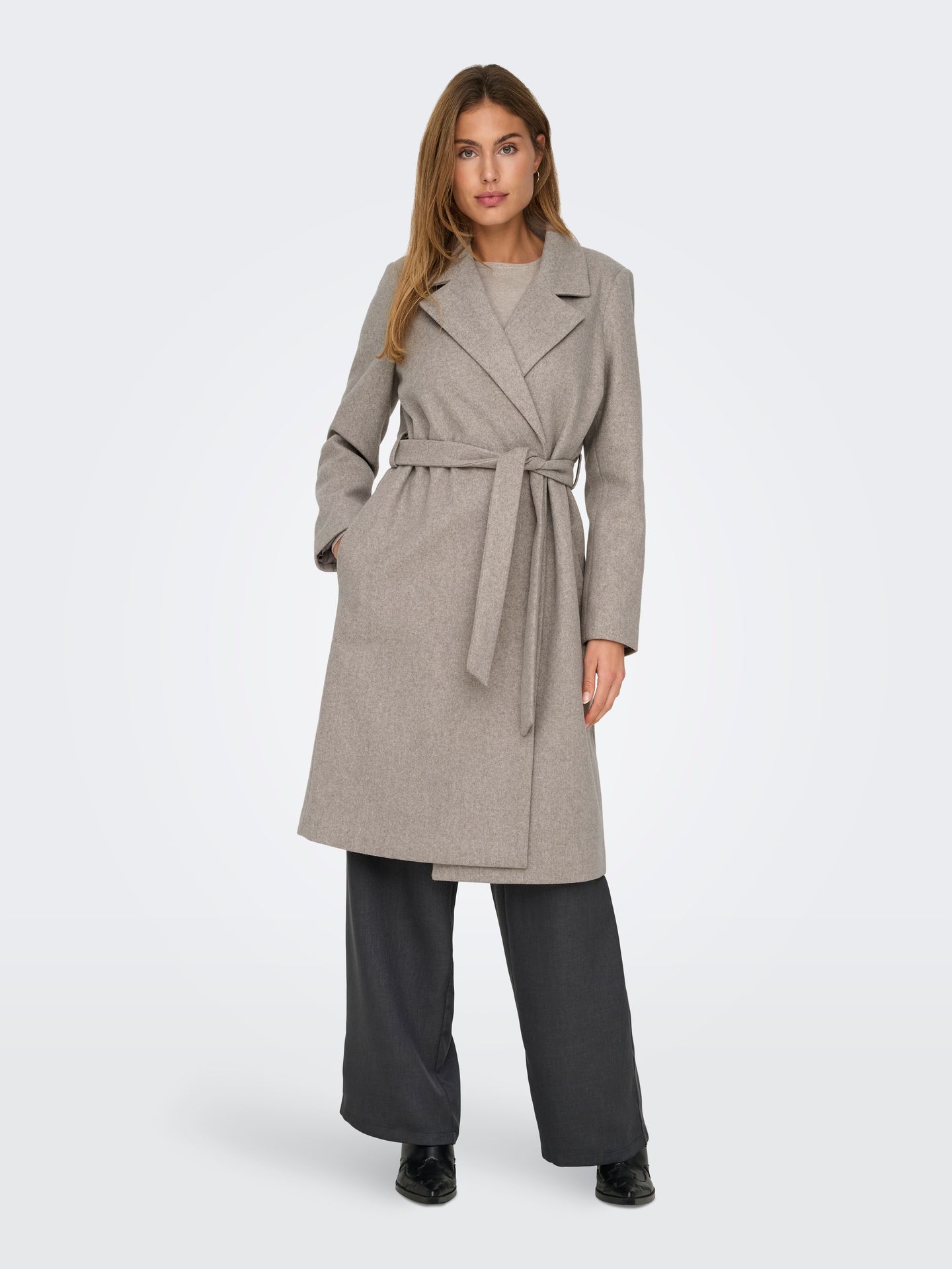 Only ONLALVILDA LIFE WRAP COAT OTW NOOS Simply Taupe/MELANGE 00114677-EKA26011400003075