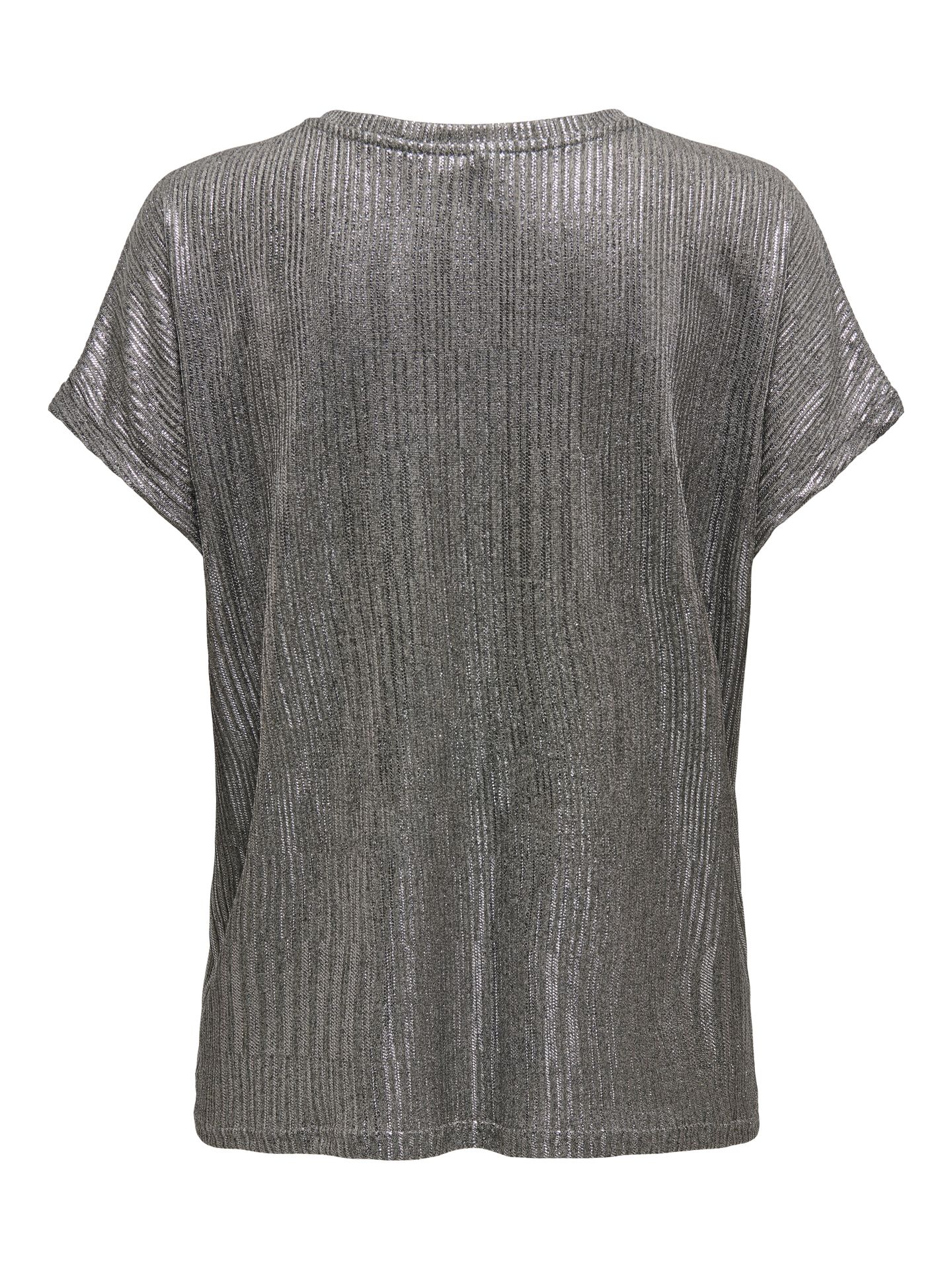 Only ONLMIRINDA S/S V-NECK TOP PRI JRS Dark Grey Melange/Gun metallic 2900159343011