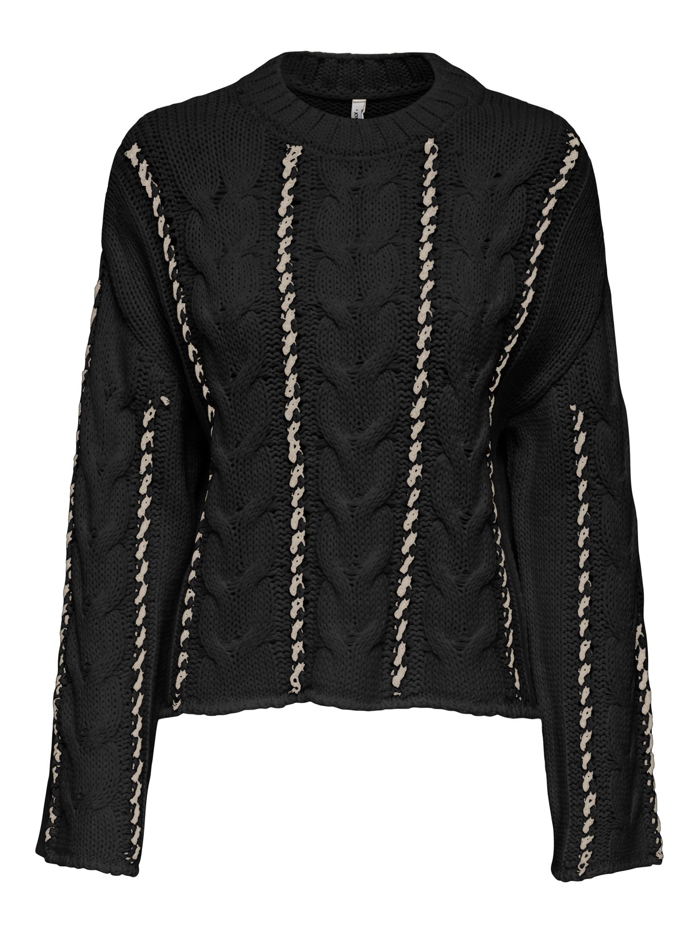 Only ONLTESSA LS CABEL STITCH O-NECK CC Black/With Clara Leo 00114681-EKA26011400000166