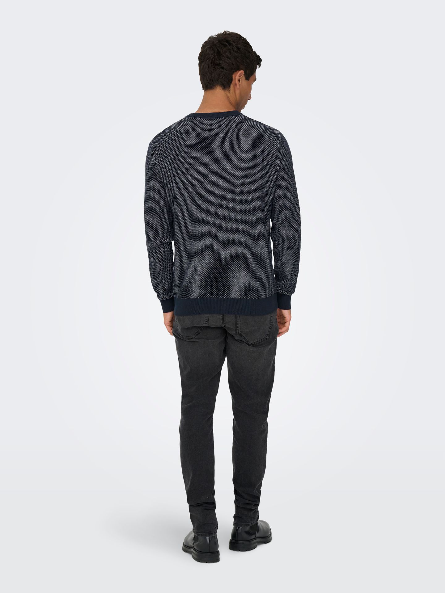 Only & Sons ONSMORGAN 12 STRUCTURE CREW KNIT NO Navy Blazer/CLOUD DANCER 2900159664031