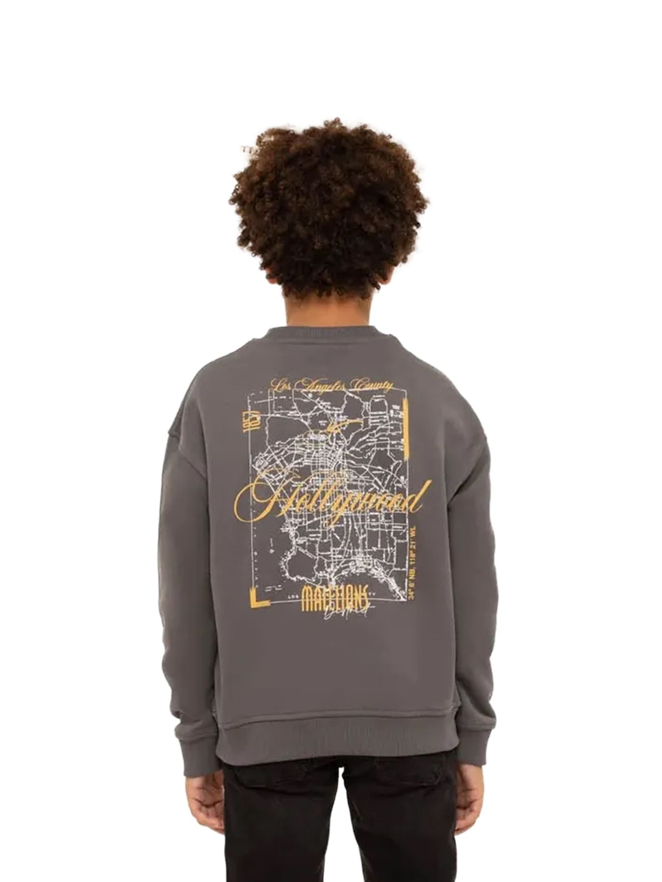 Malelions Junior Hollywood map sweater Antracite 2900159383031