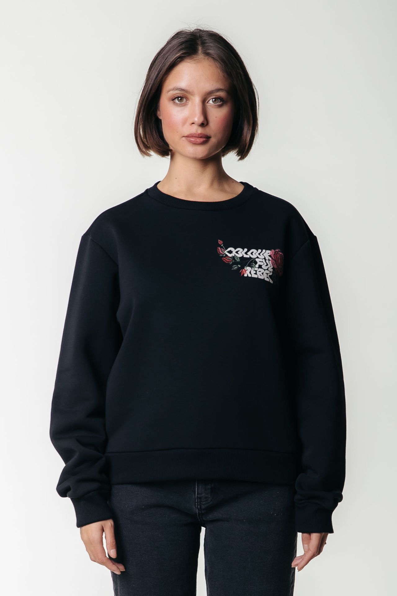Colourful Rebel Flower Logo Wave Relaxed Sweat 200 black 00114739-EKA26011600000015