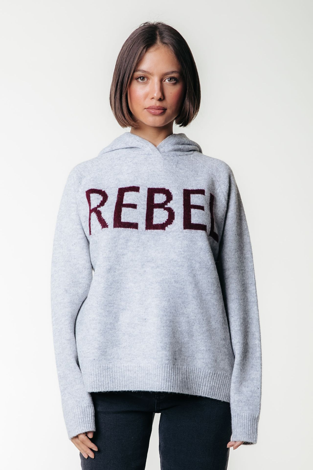 Colourful Rebel Knit Hoodie Rebel 213 light grey melange 2900159431046