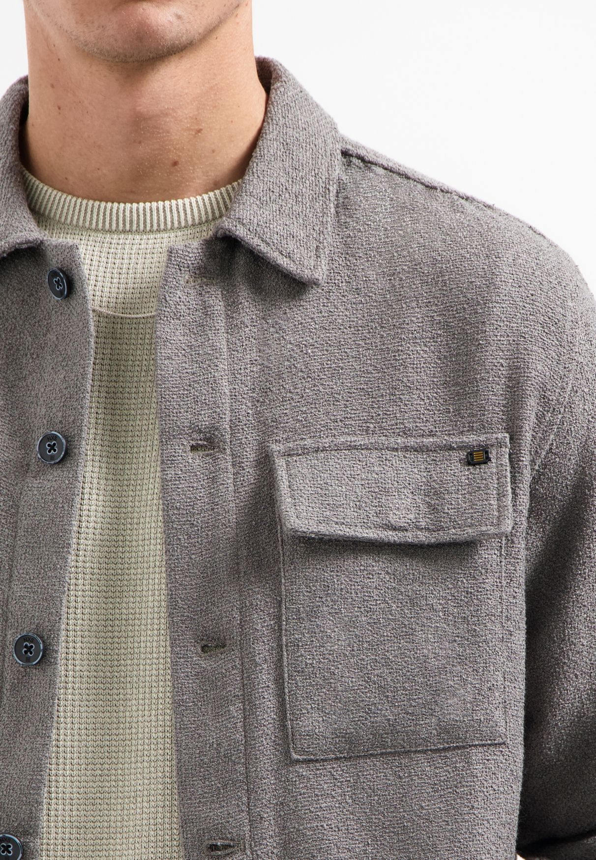 No Excess Overshirt Full Button Stretch 021 grey 2900159444077