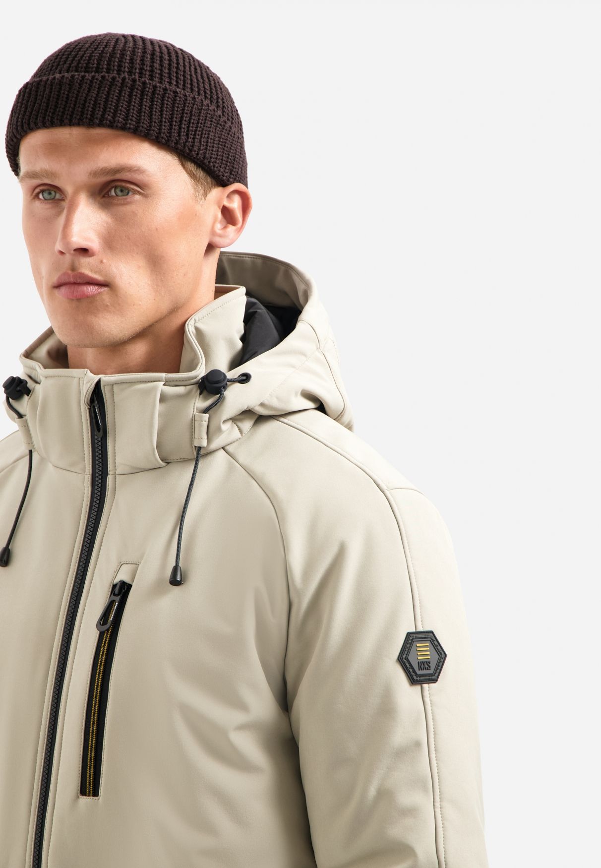 No Excess Jacket Short Fit Hooded Softshell Stretch 014 stone 2900159450047