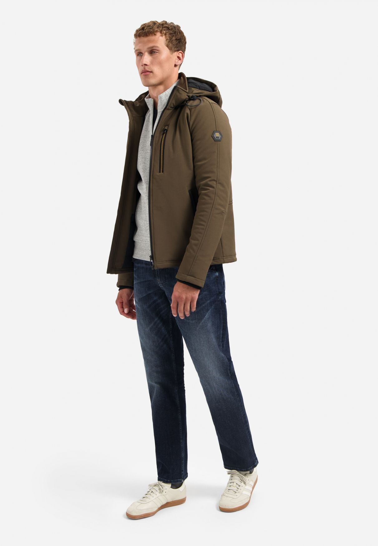 No Excess Jacket Short Fit Hooded Softshell Stretch 044 taupe 2900159451075