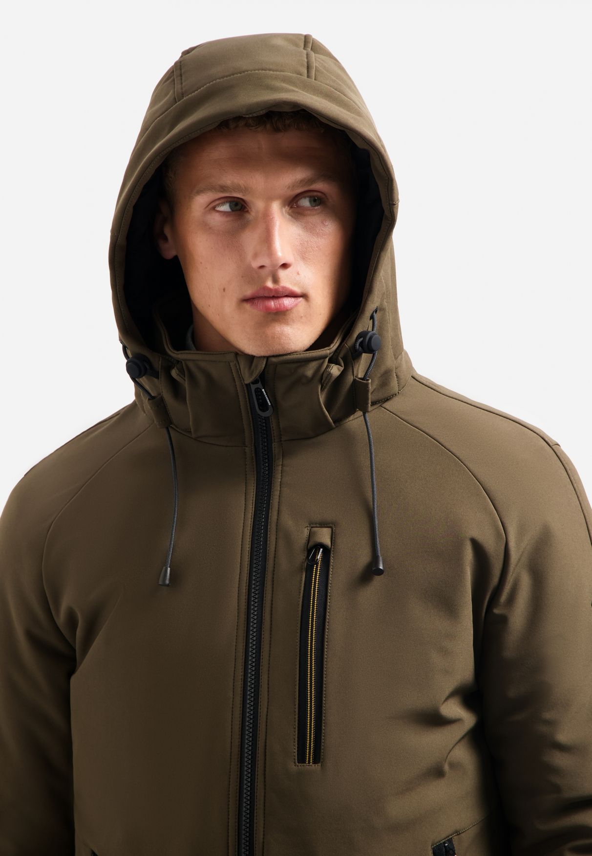 No Excess Jacket Short Fit Hooded Softshell Stretch 044 taupe 2900159451075