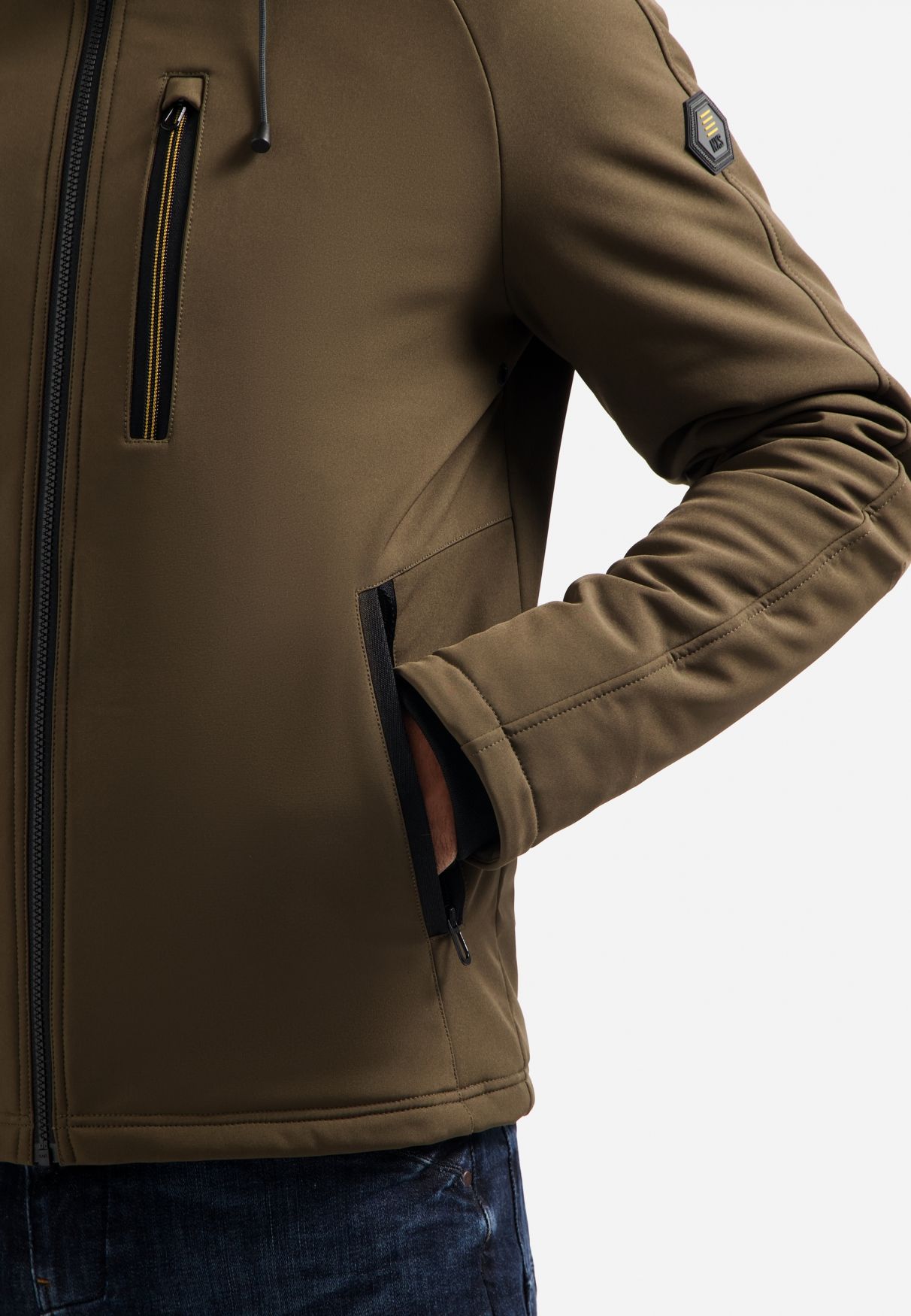 No Excess Jacket Short Fit Hooded Softshell Stretch 044 taupe 2900159451075