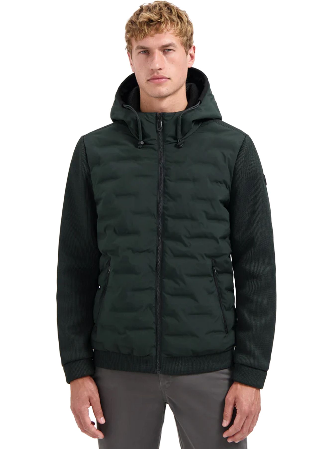 Jacket Short Fit Sealed Hooded Knitted Mix