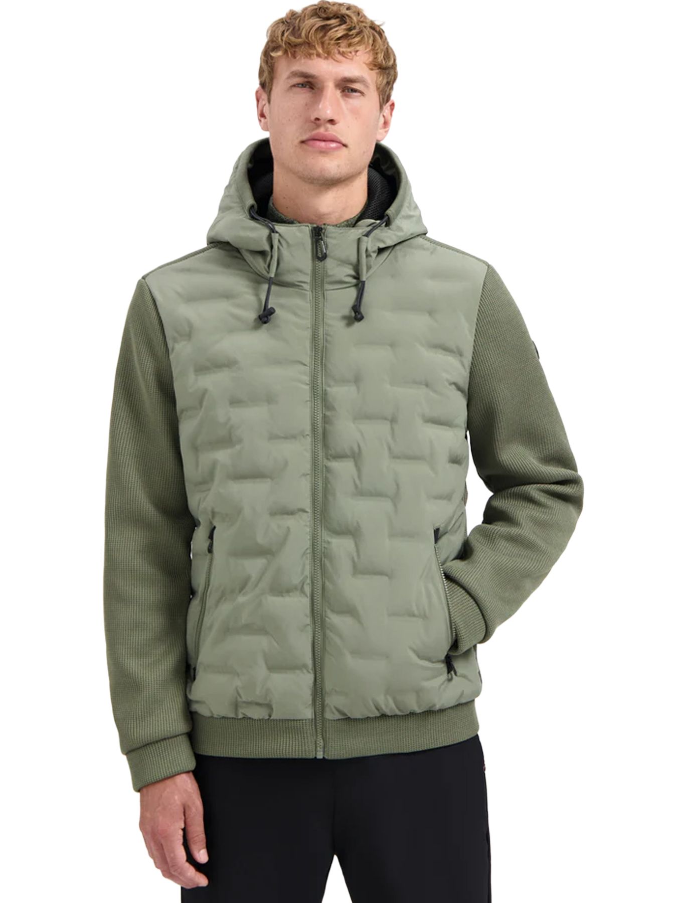 Jacket Short Fit Sealed Hooded Knitted Mix