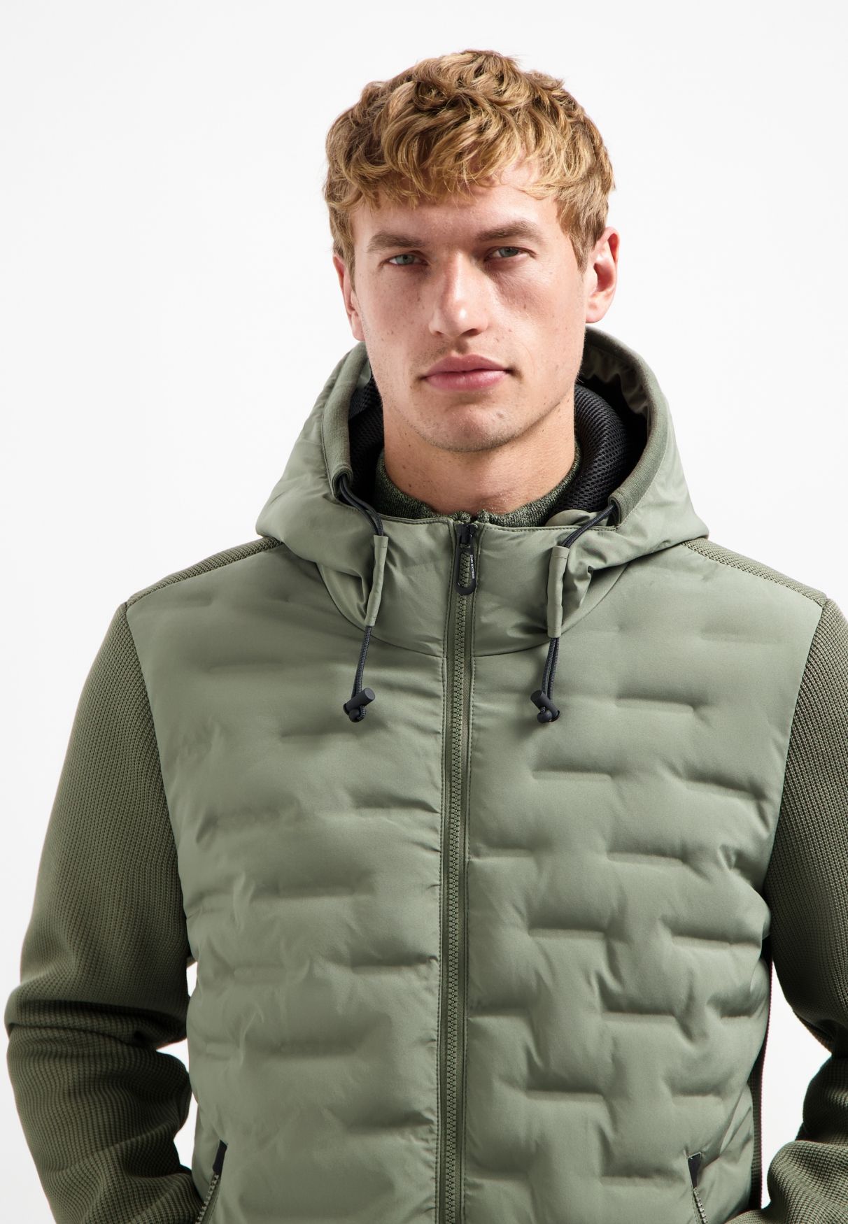 No Excess Jacket Short Fit Sealed Hooded Knitted Mix 123 steel 2900159453079