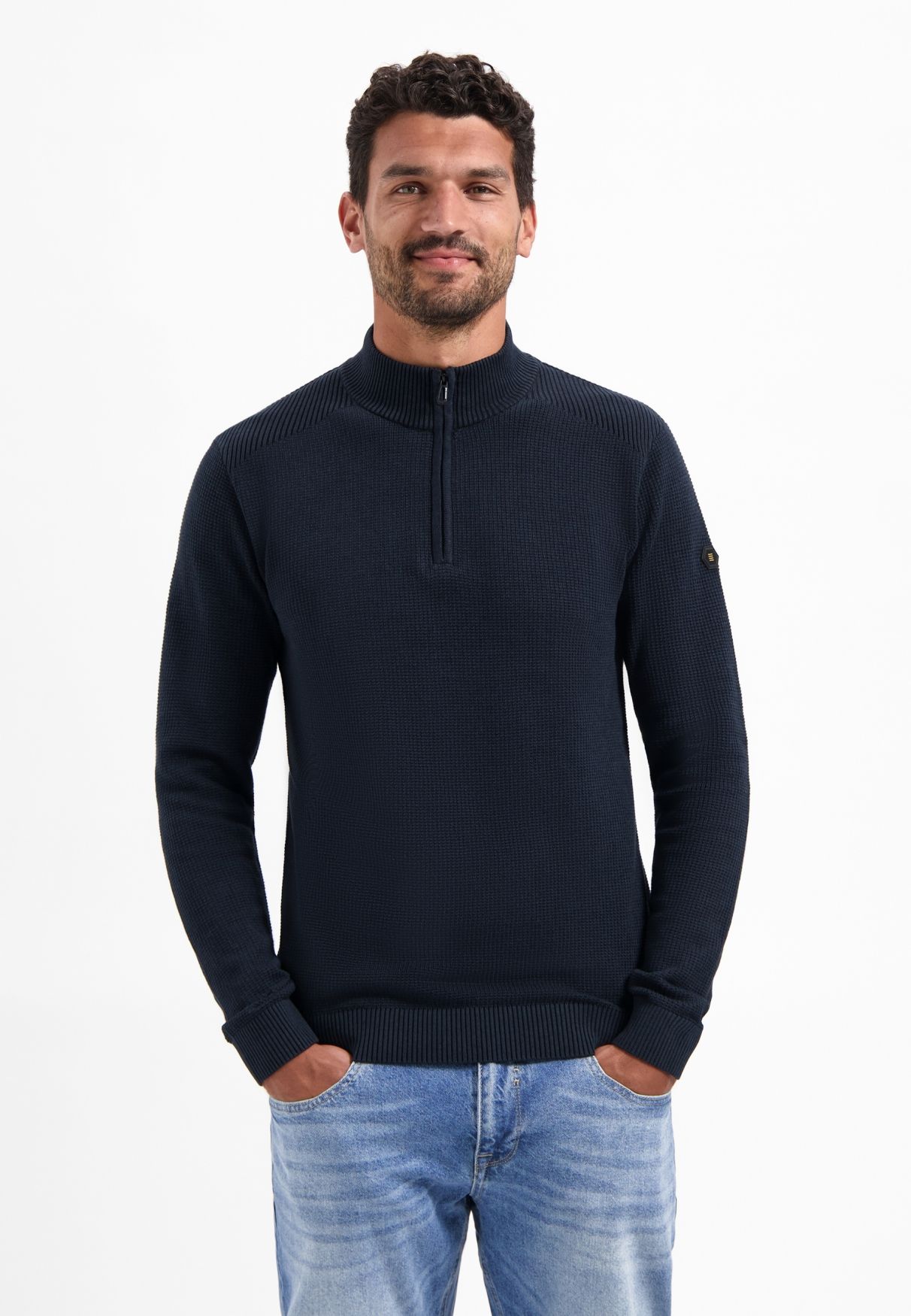 No Excess Pullover Half Zip Plated Structure Knit 078 night 00114767-EKA14000100000065
