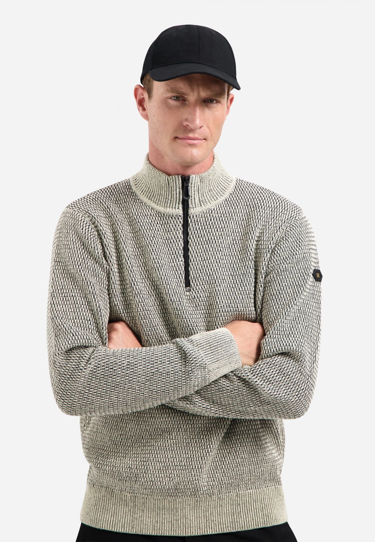 No Excess Pullover Half Zipper 2 Coloured Melange 014 stone 2900159466079