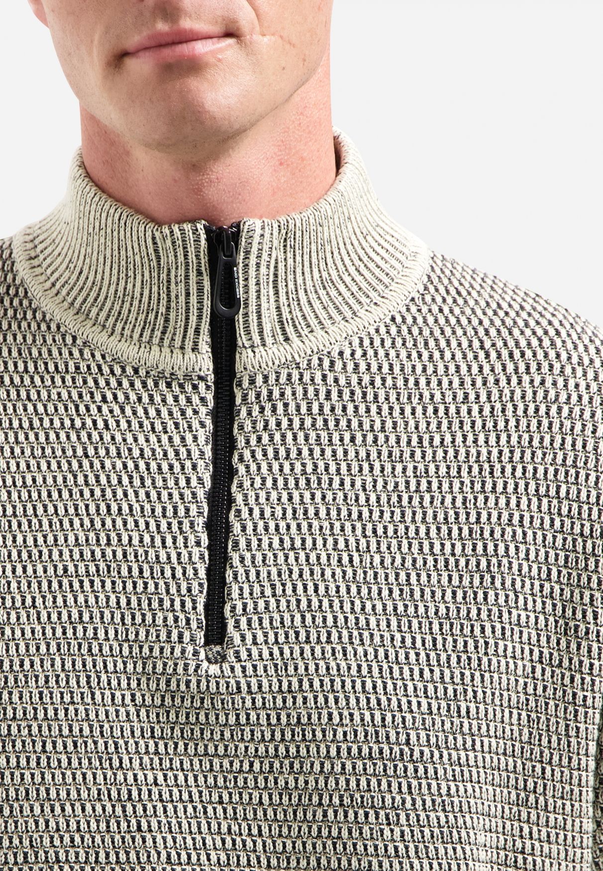 No Excess Pullover Half Zipper 2 Coloured Melange 014 stone 2900159466079