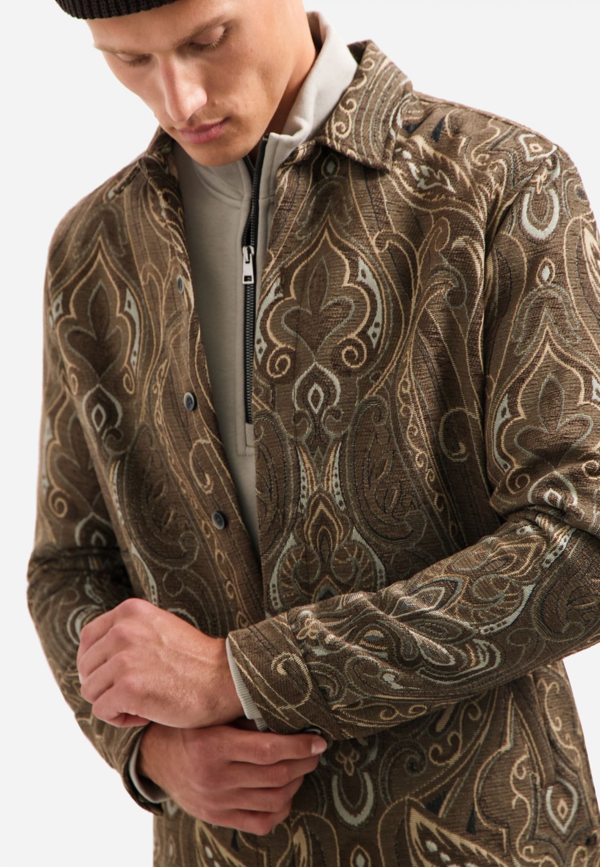 No Excess Overshirt Buttons Fancy Jacquard 040 brown 2900159474043