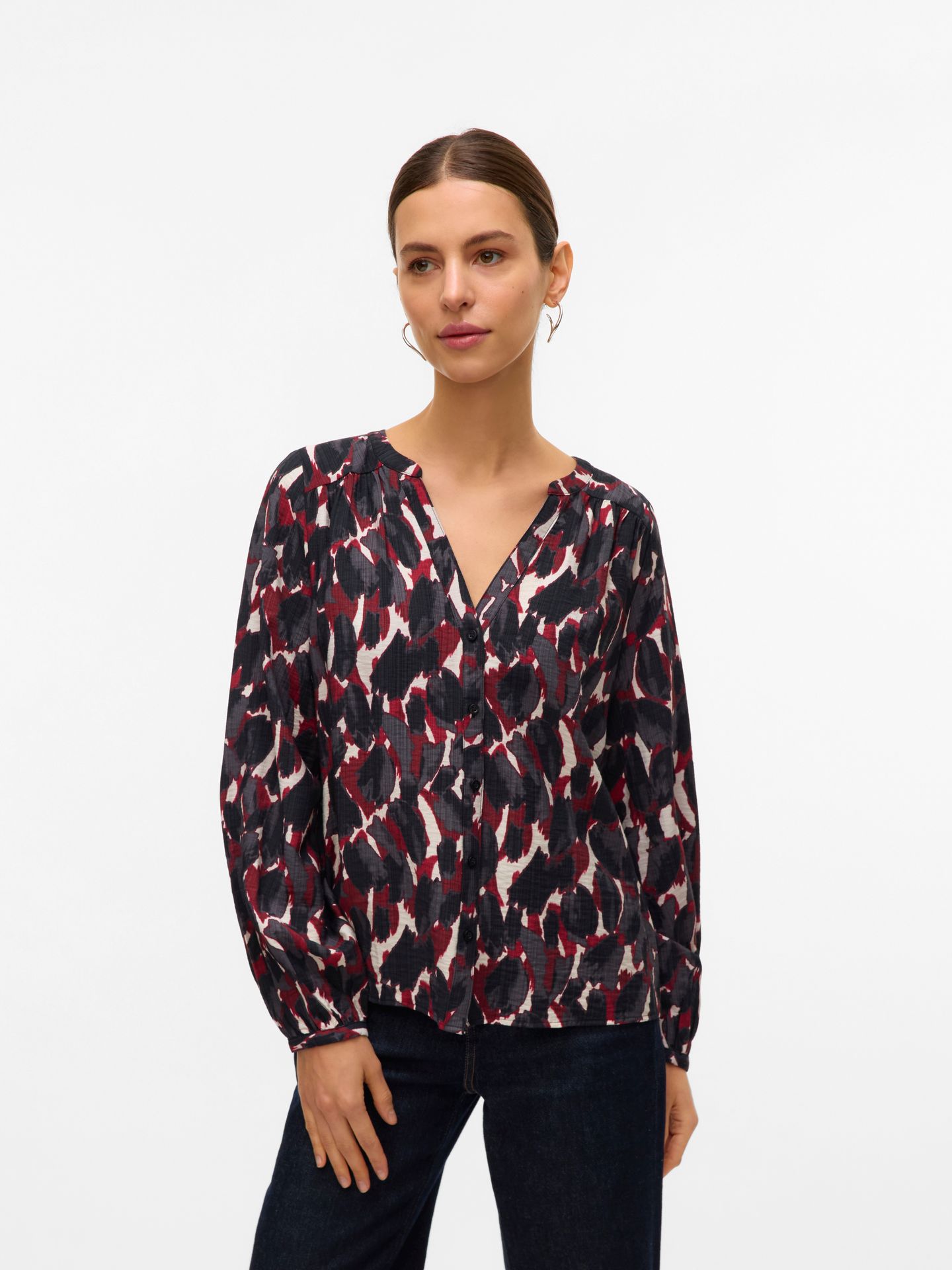 Vero Moda VMFANINI L/S SHIRT WVN BTQ GA Karanda Red/Fanini 2900159528012