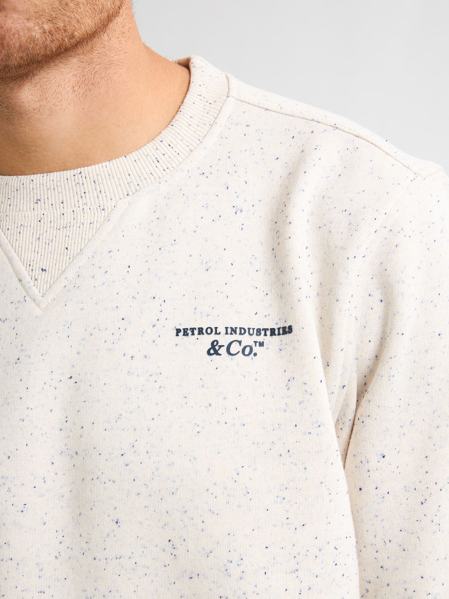 Petrol Industries Men Sweater Round Neck 0009 antique white melee 2900159599081