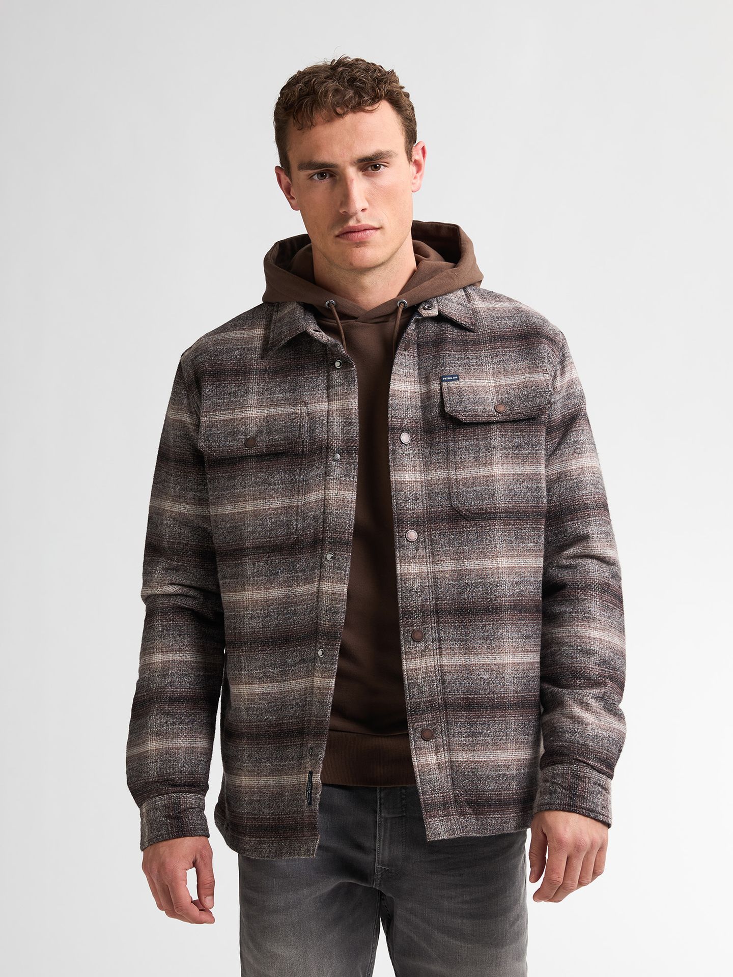 Petrol Industries Men Shirt Long Sleeve Check 7144 mud 2900159601043
