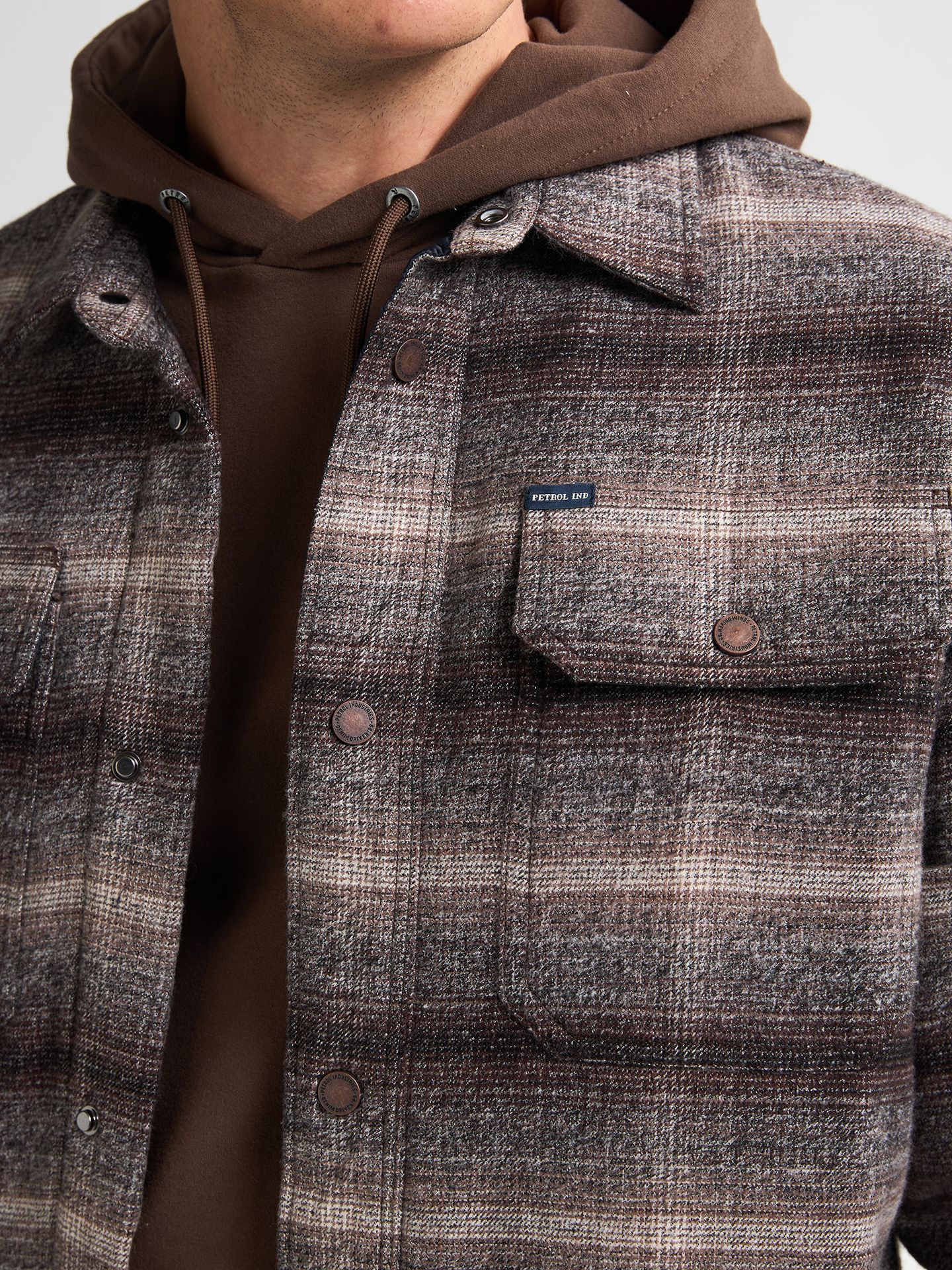 Petrol Industries Men Shirt Long Sleeve Check 7144 mud 2900159601043