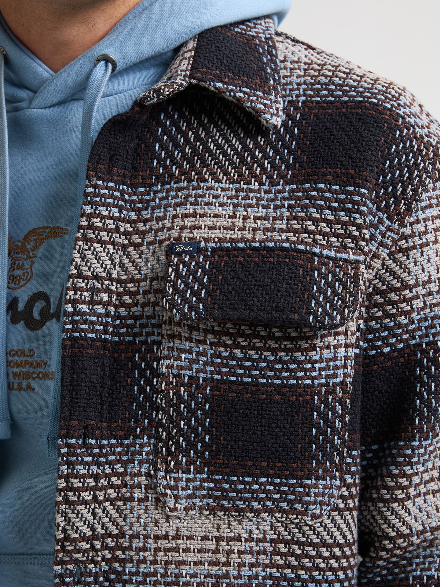 Petrol Industries Men Shirt Long Sleeve Check 9038 light grey melee 2900159606093