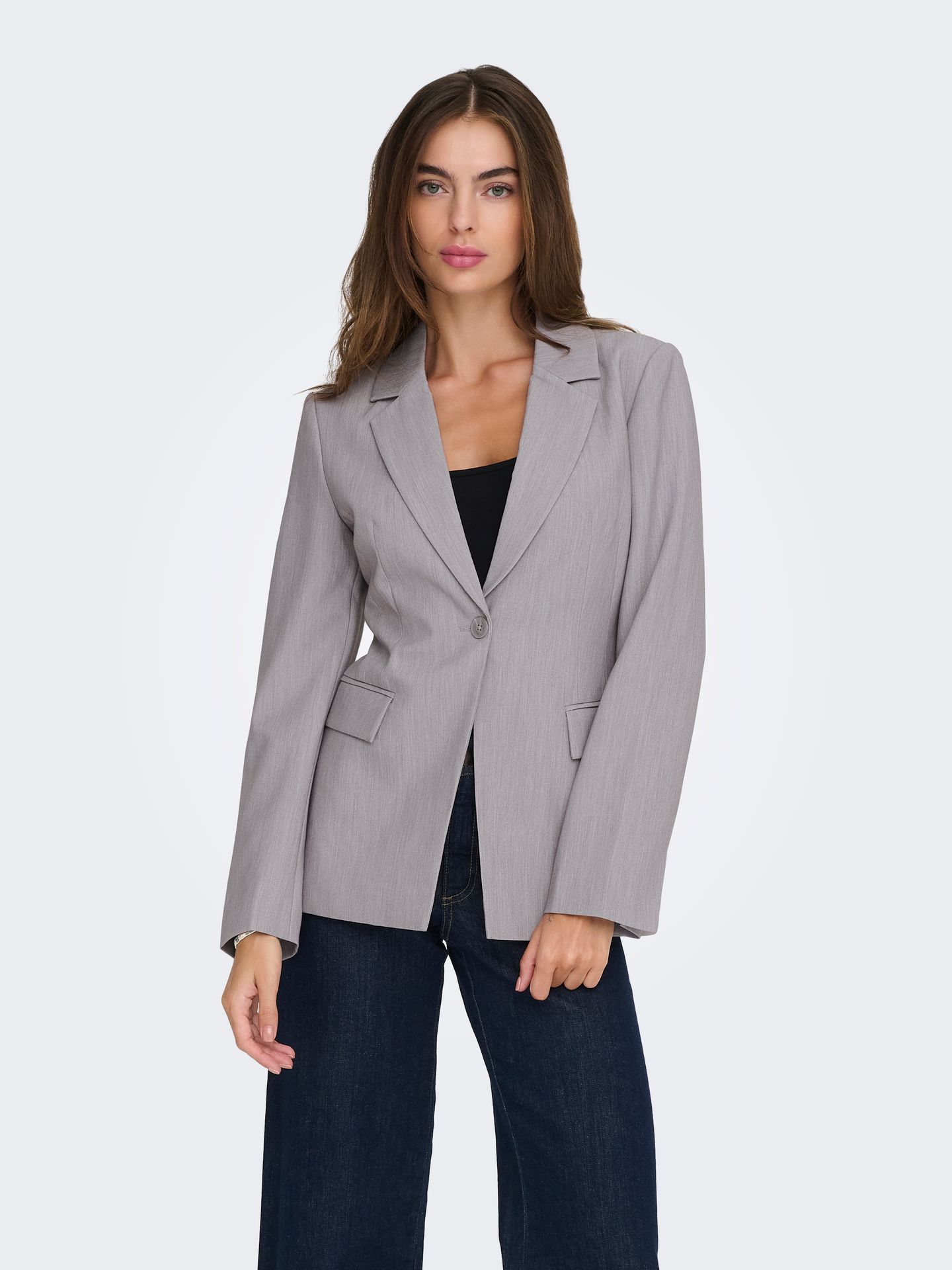 Only ONLRAVEN LIFE L/S HOURGLASS BLAZER Medium Grey Melange 00114896-EKA26011400000762