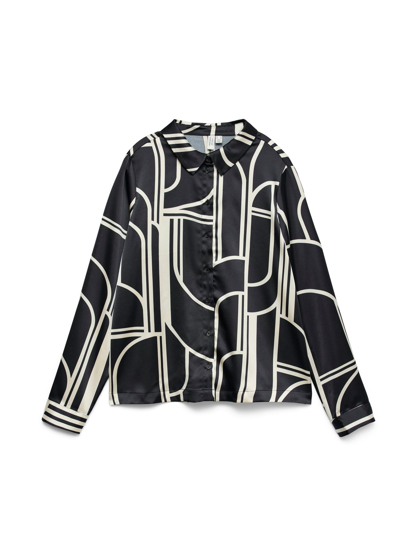 Vero Moda VMHADLEY L/S SHIRT WVN BTQ GA Black/SNOQ WHITE EMB 00114902-EKA26011400000427