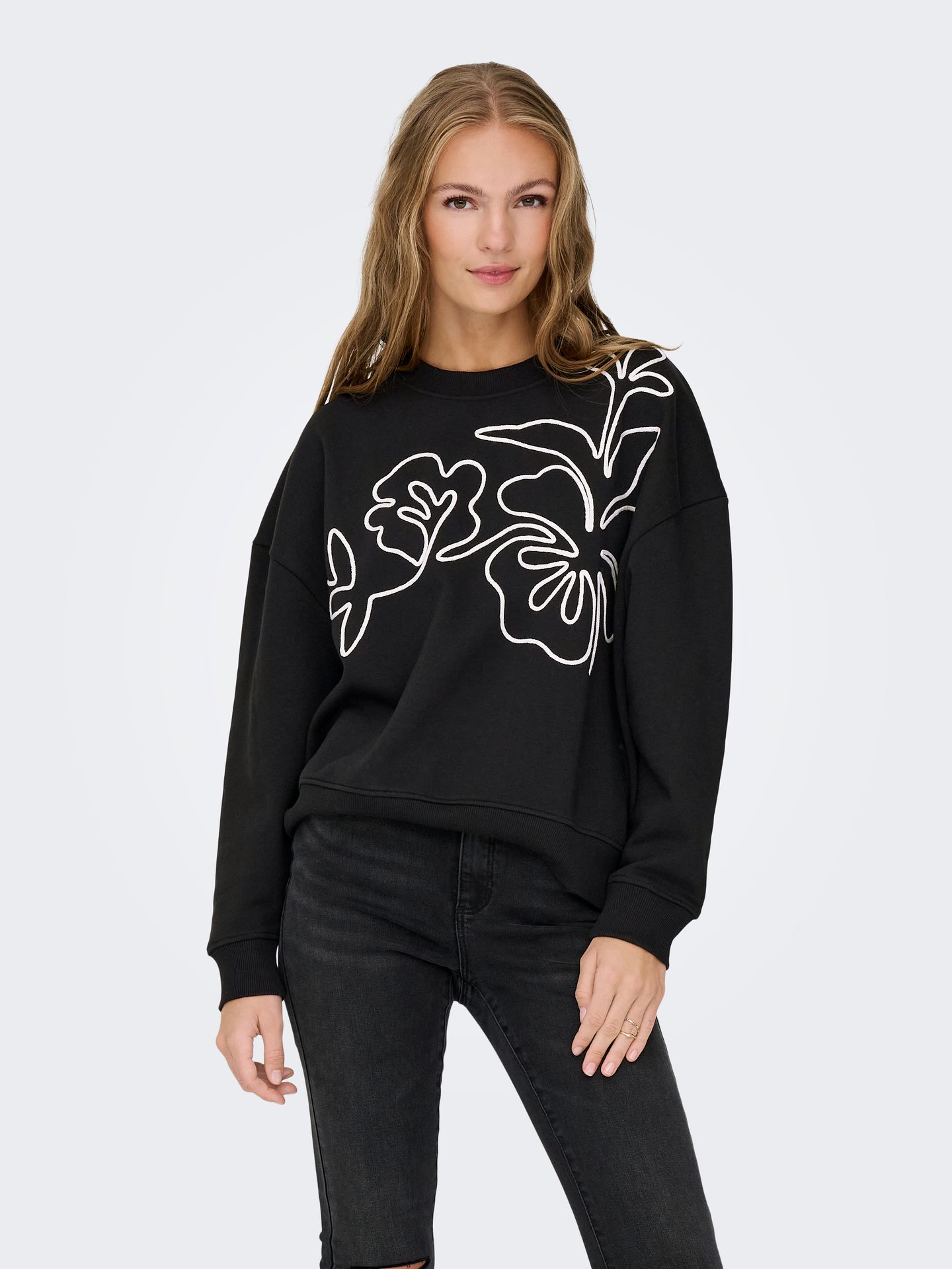 JDY JDYCANOA L/S EMB SWEAT JRS NOOS Black/Rad 2900159684015