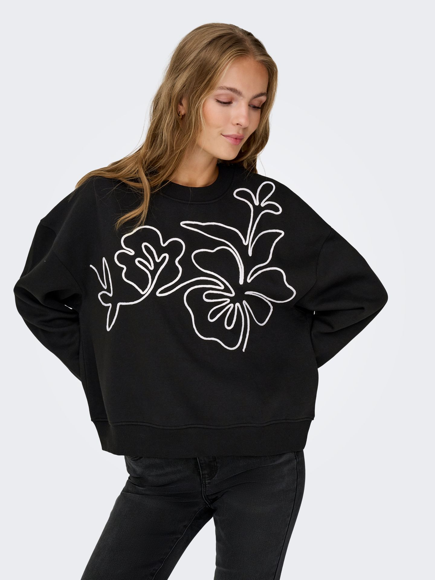 JDY JDYCANOA L/S EMB SWEAT JRS NOOS Black/Rad 2900159684015
